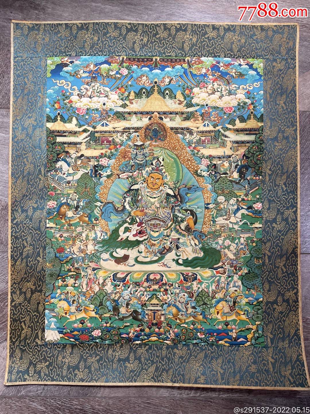 藏区八九十年代绢本财宝天王唐卡_价格100元【村西张老财】_第1张