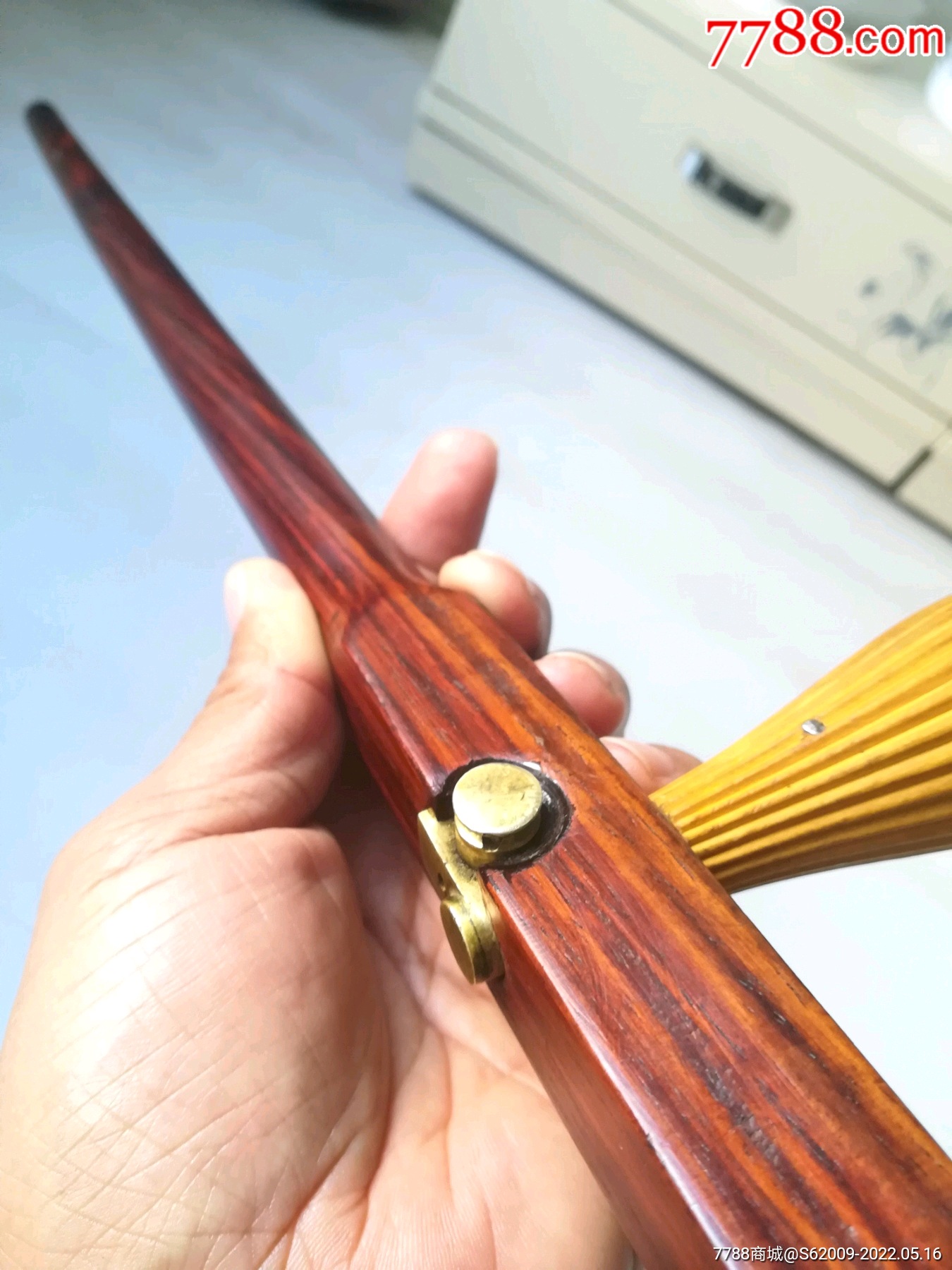 建国初小叶黄杨木铜轴海南黄花梨木全品老板胡杆