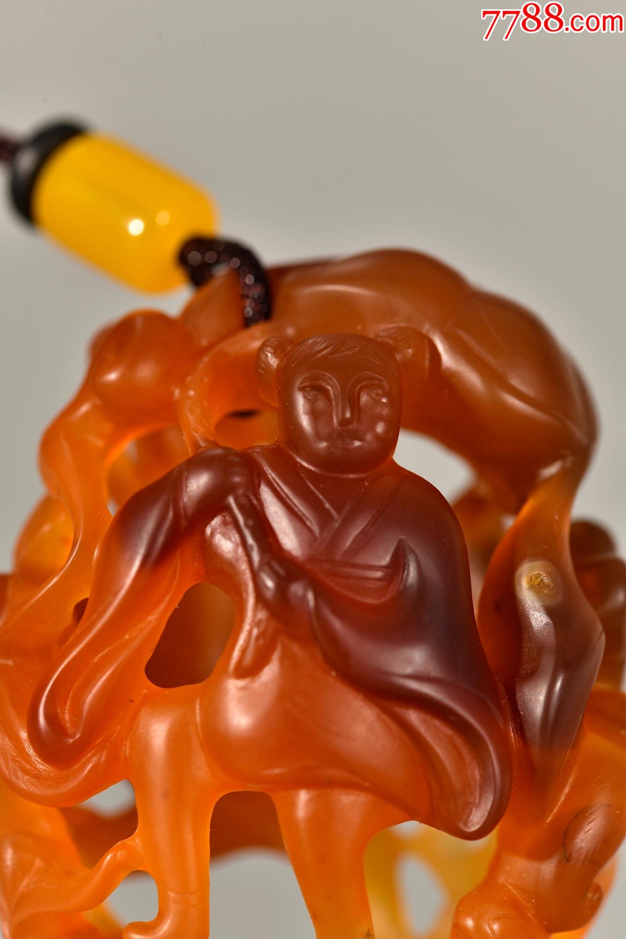 老玛瑙和合二仙把件