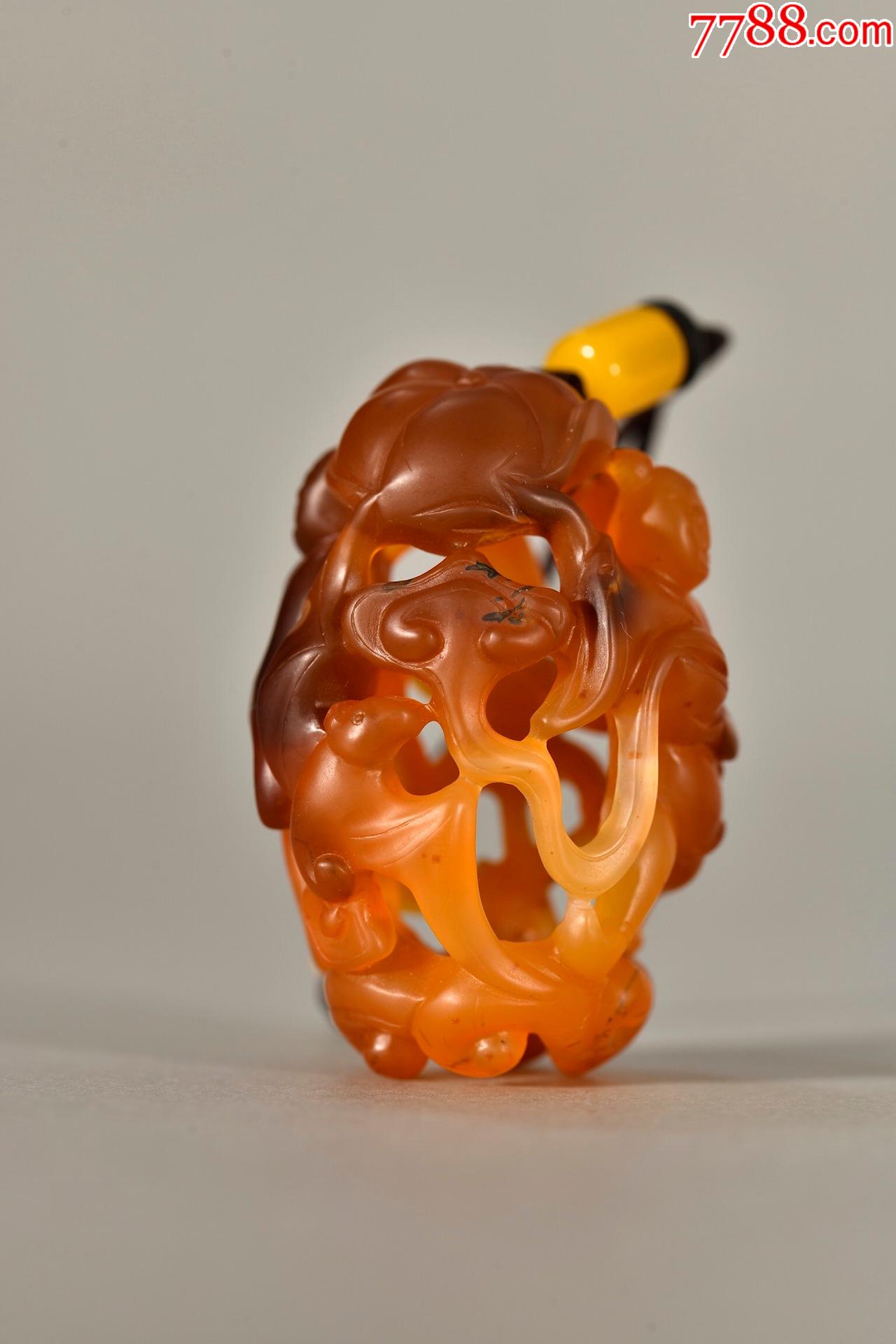 老玛瑙和合二仙把件