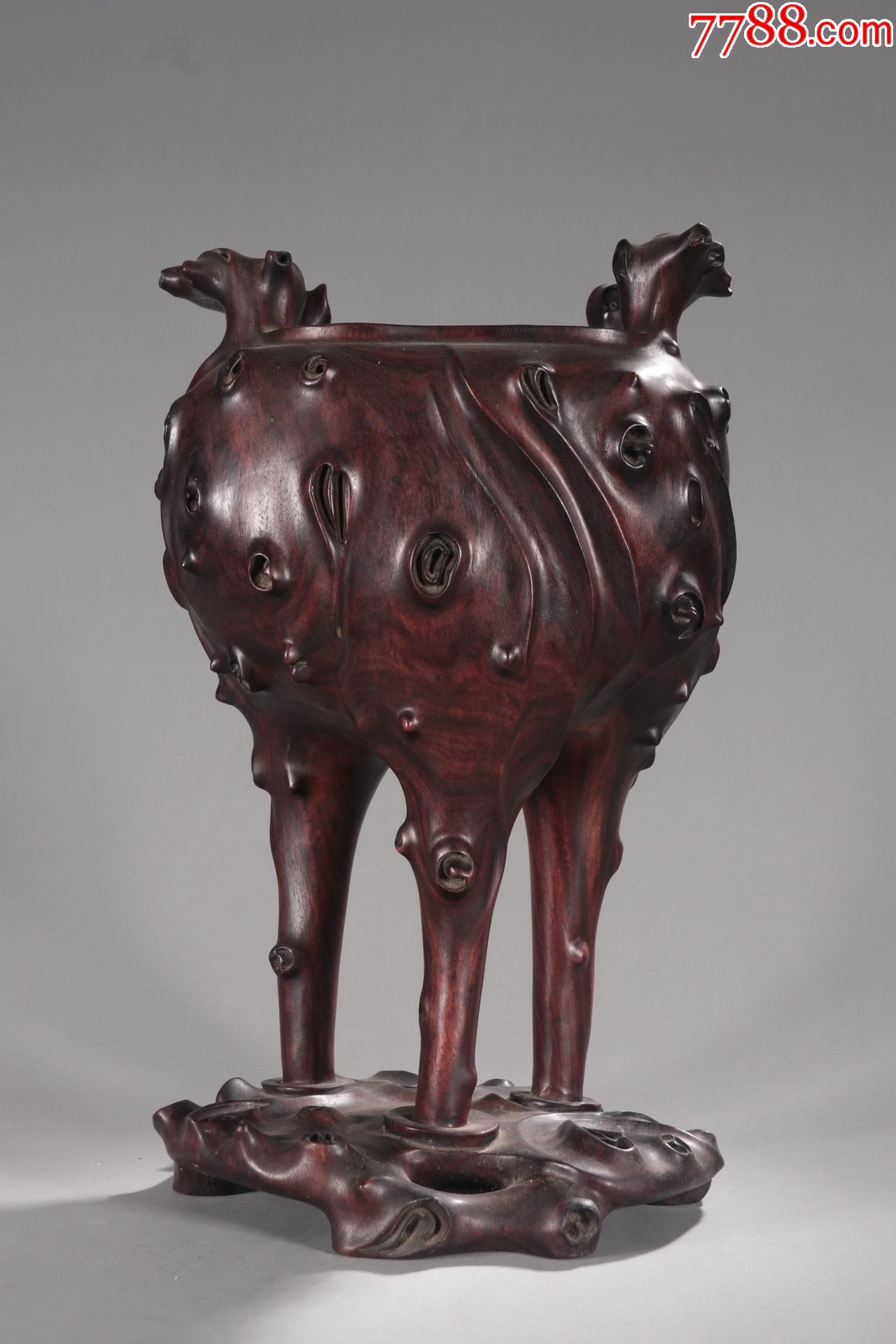 小叶紫檀双耳香炉