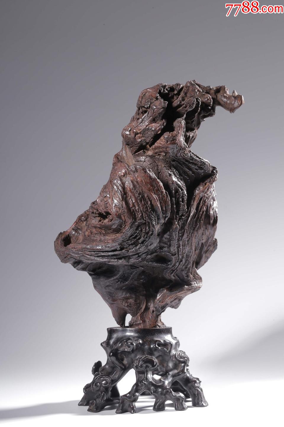 海南黄花梨天然随形山子摆件(配小叶紫檀底座)_木雕摆件_第1张_7788