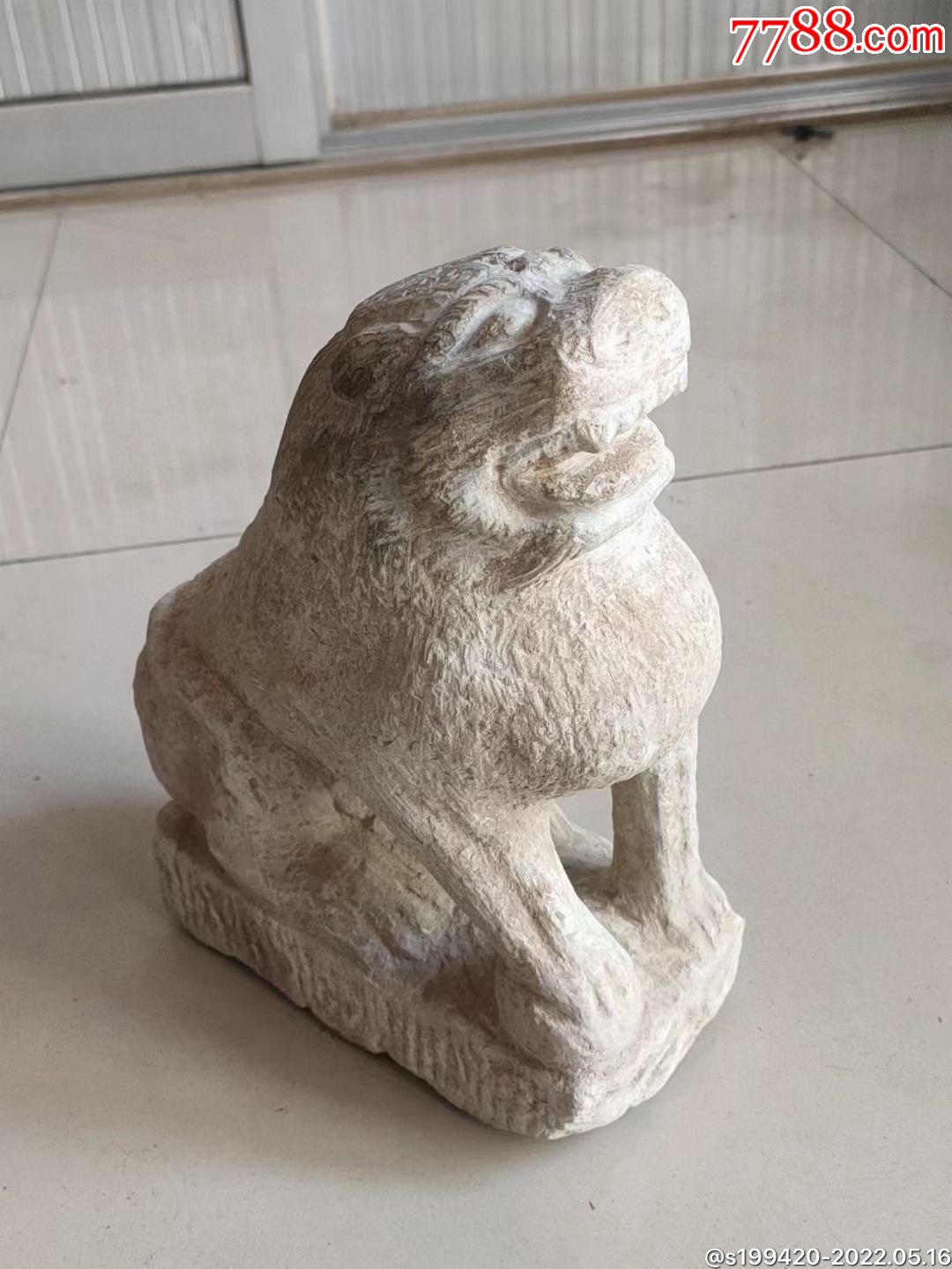 清代青石望天吼造型精美风化自然保存完好