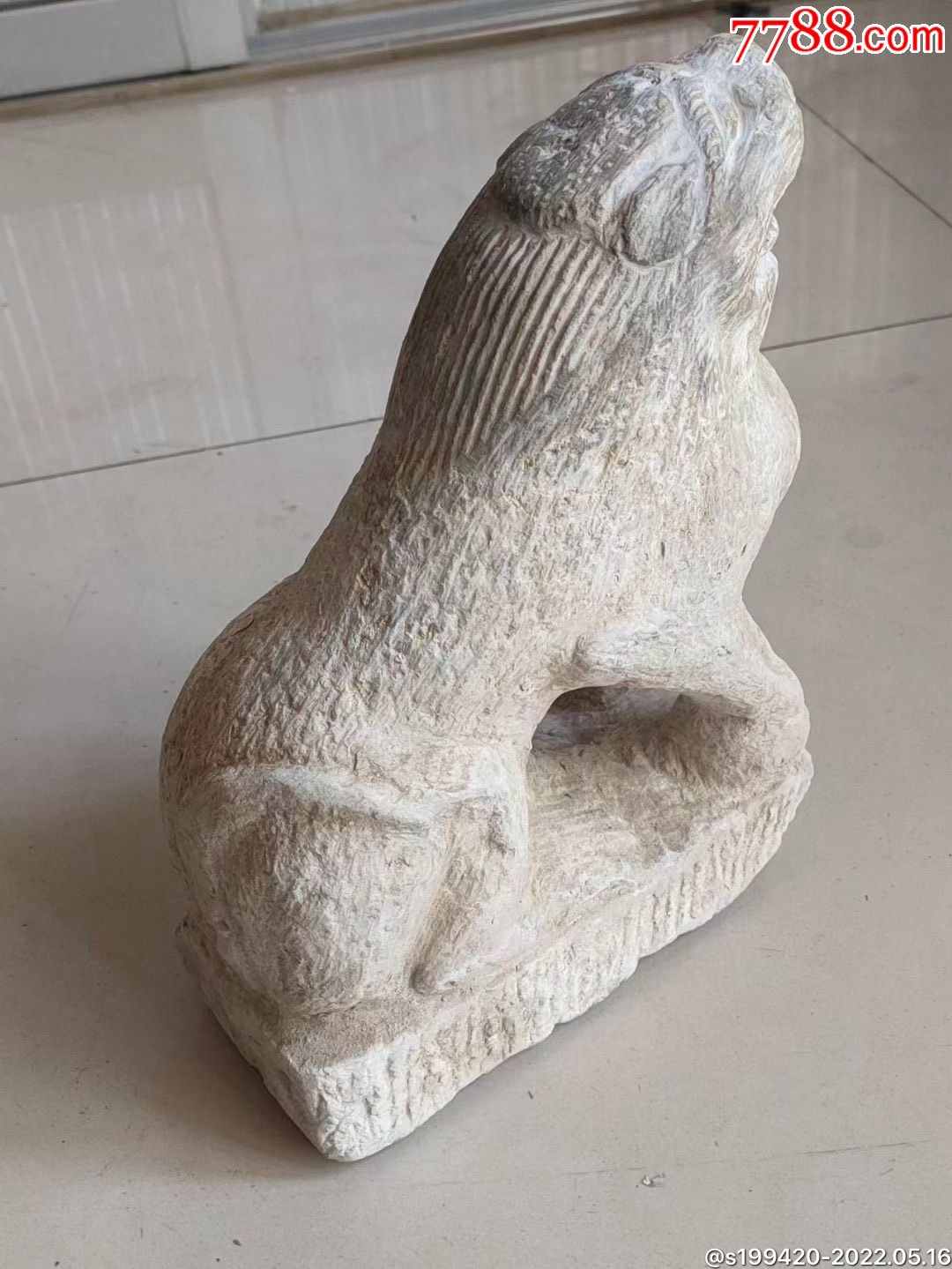 清代青石望天吼造型精美风化自然保存完好