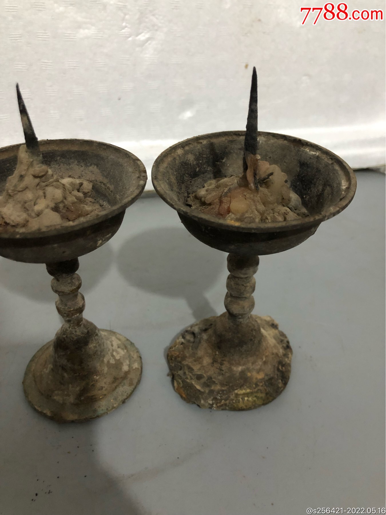 民国铜蜡烛台一对全品