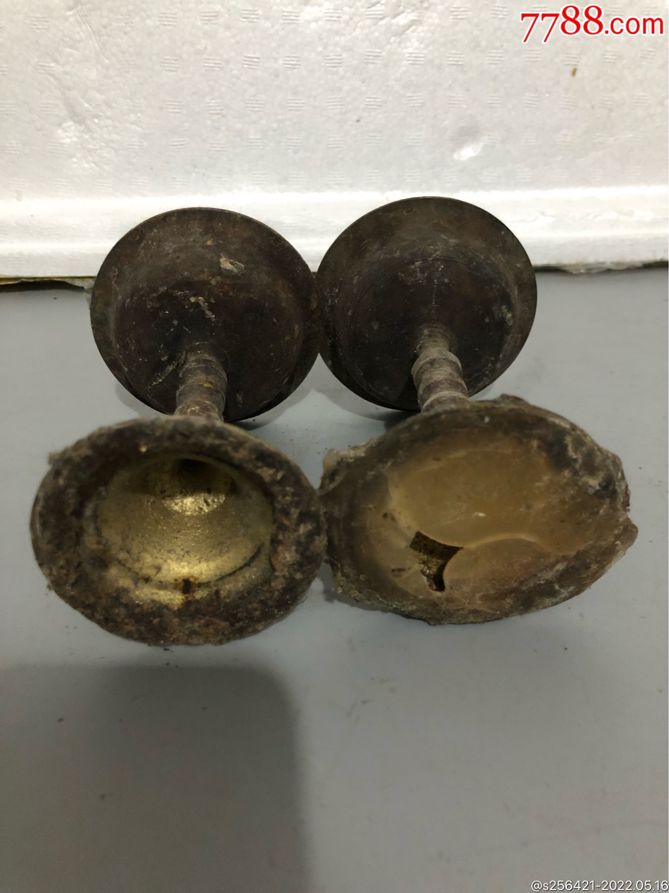 民国铜蜡烛台一对全品