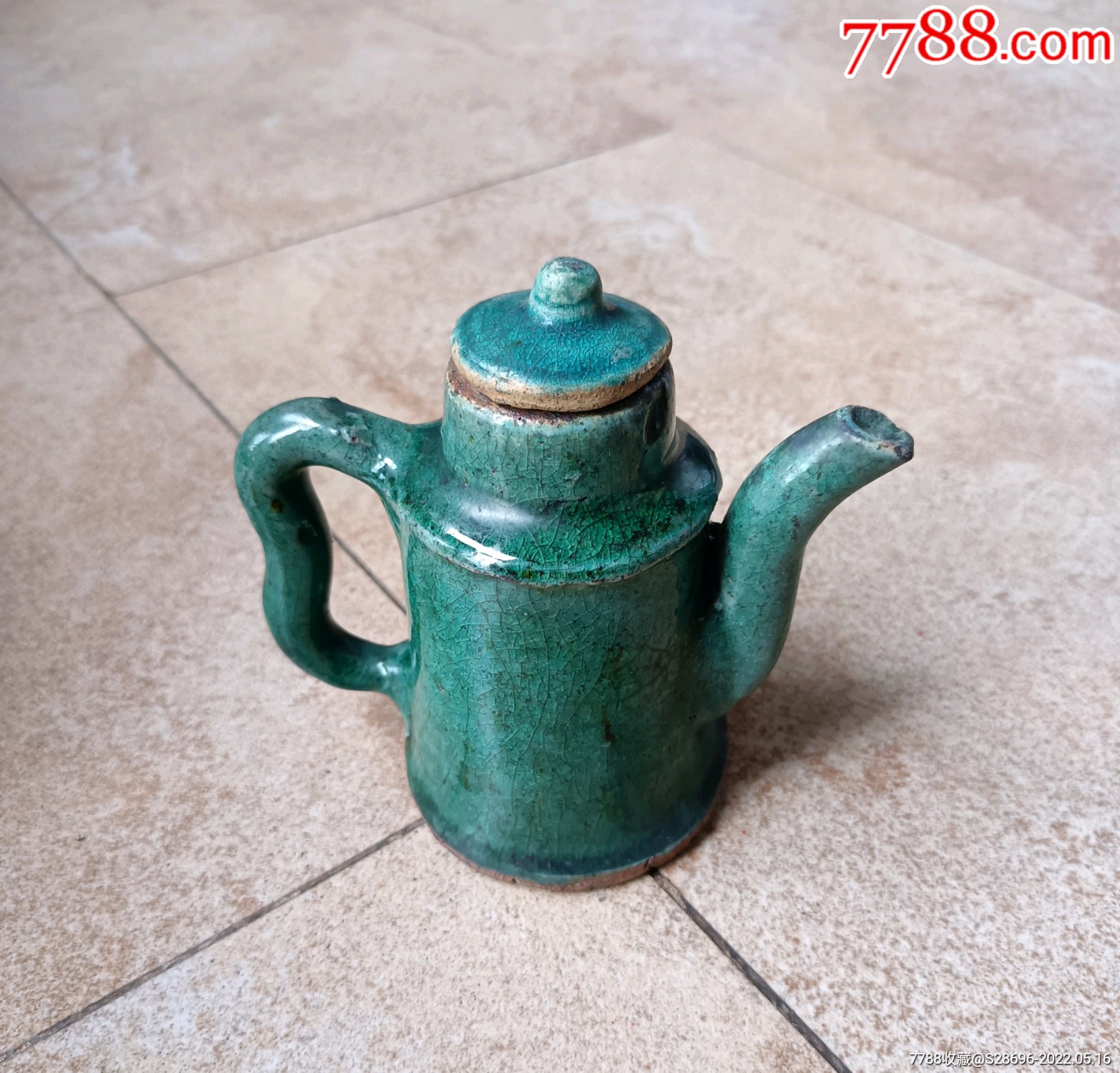 绿釉小油壶民国石湾小油壶