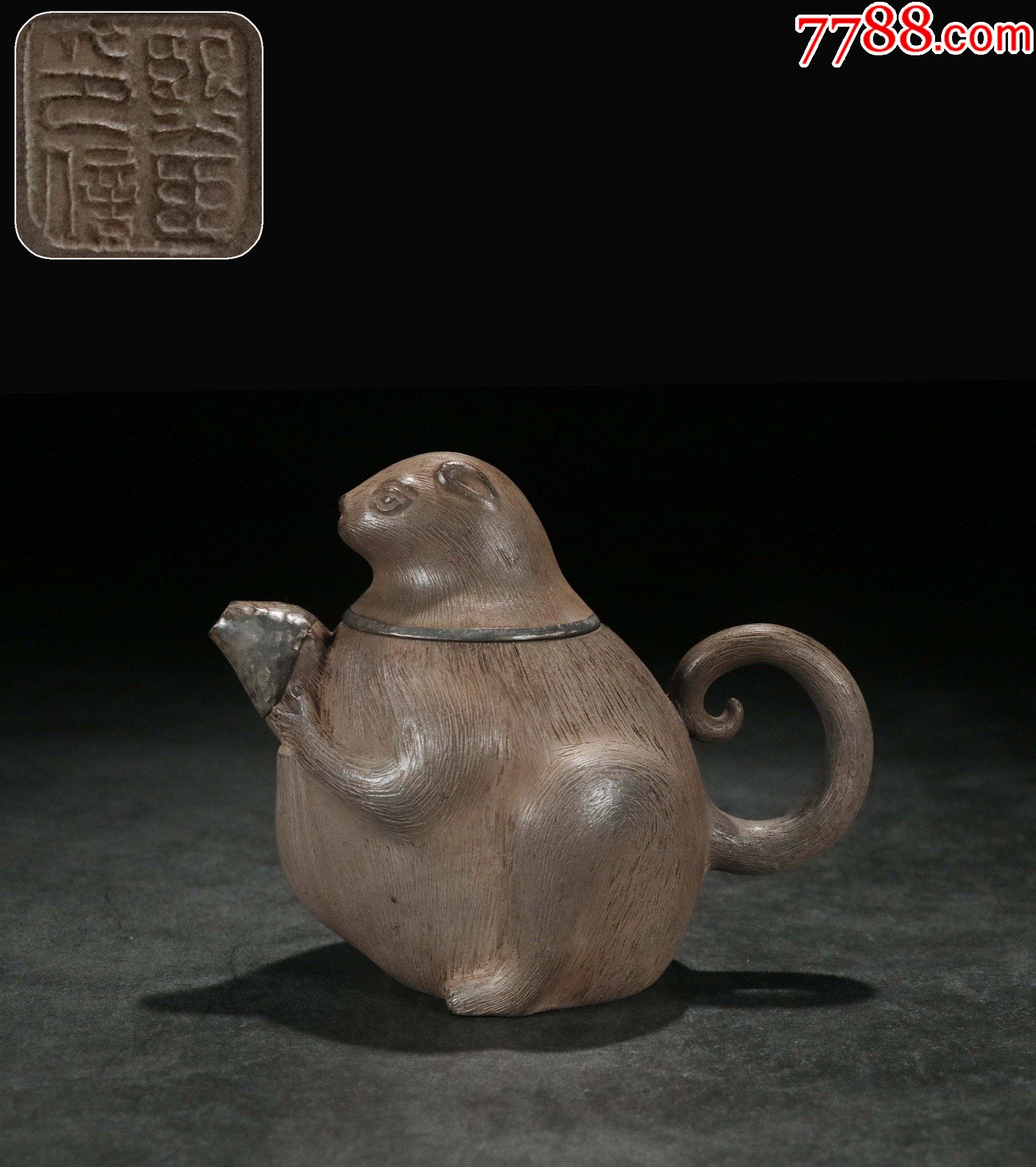 紫砂包银动物壶