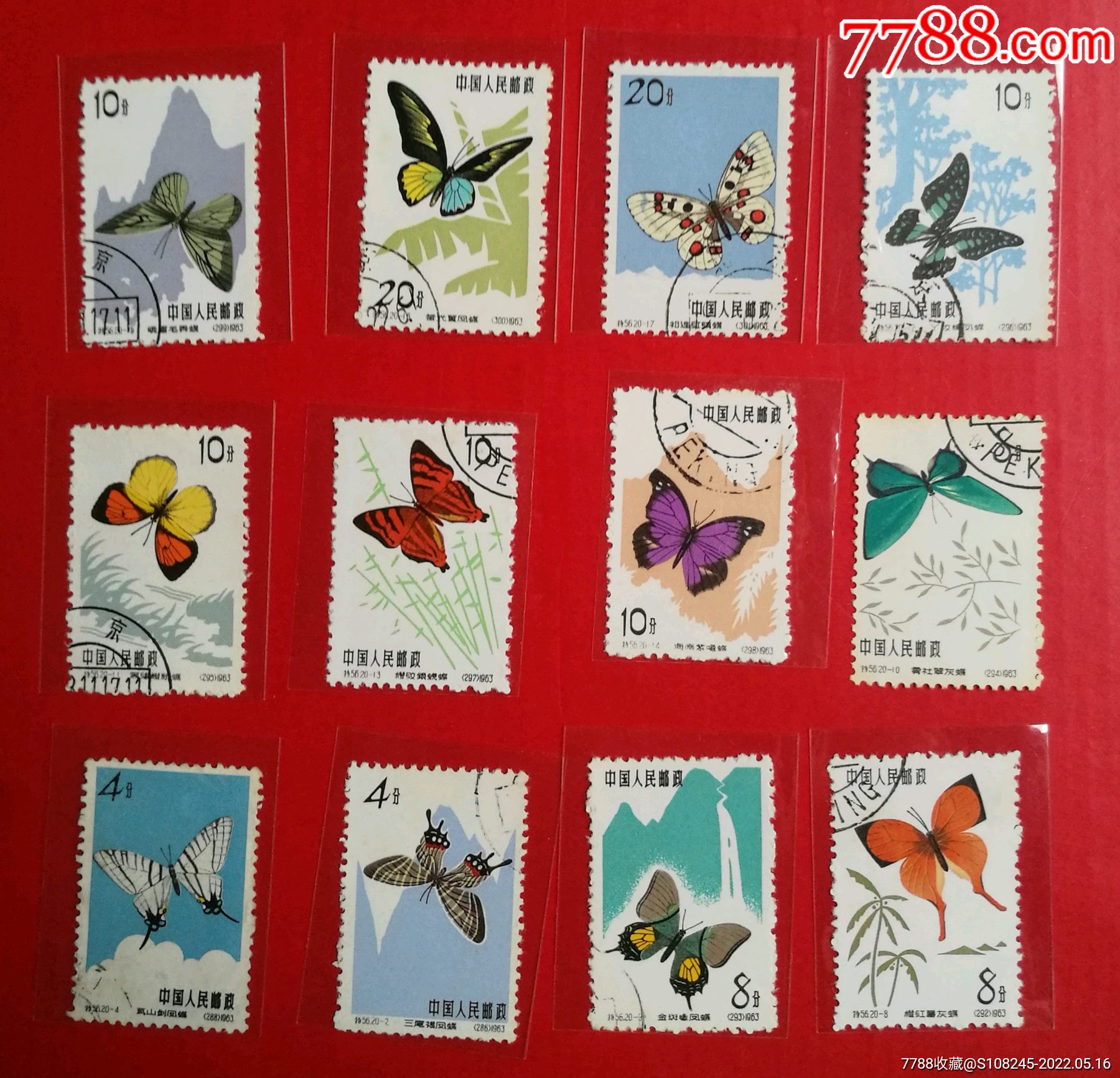 特56蝴蝶-价格:95元-se87234367-新中国邮票-零售-7788收藏__收藏热线