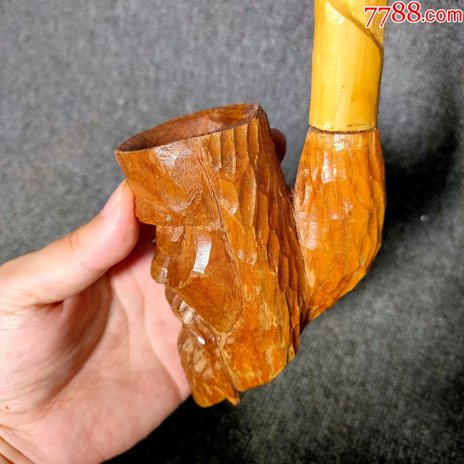 西洋古董长烟斗大型坚果木长烟管烟斗收藏摆件道具长66cm