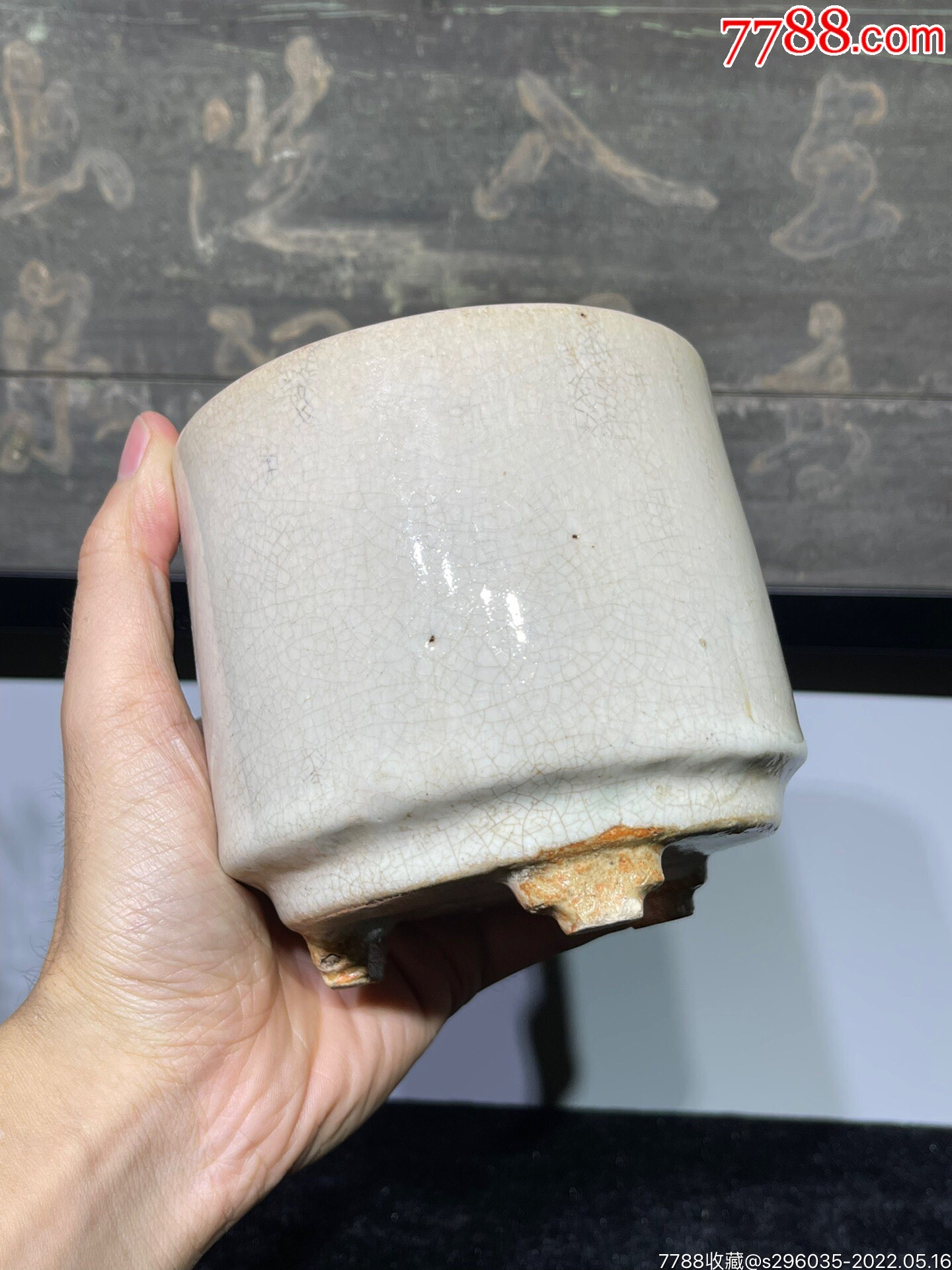 晚清石湾窑直筒白釉香炉