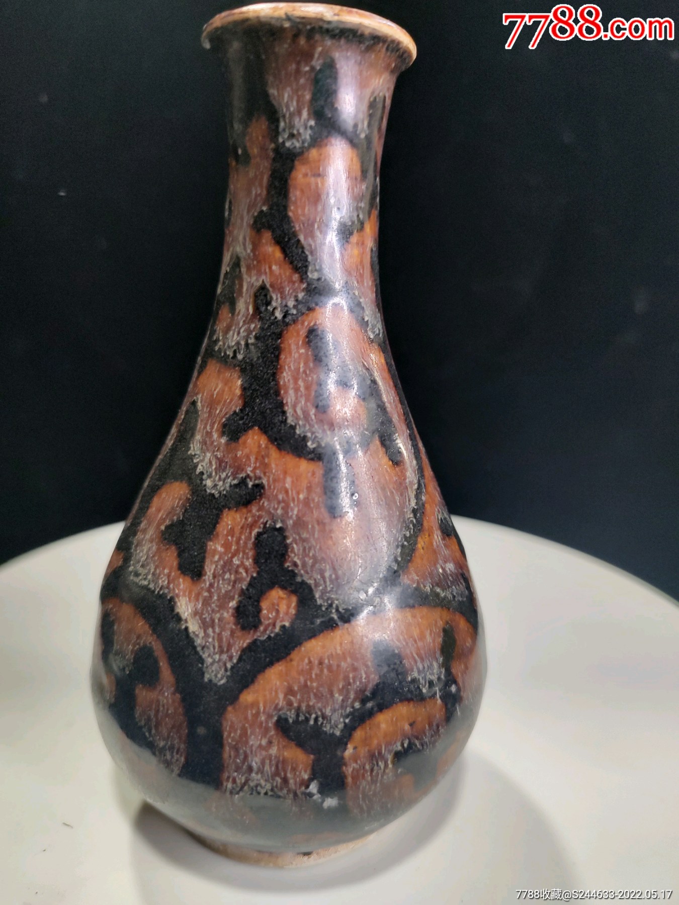 吉州窑鹤彩小玉壶春瓶