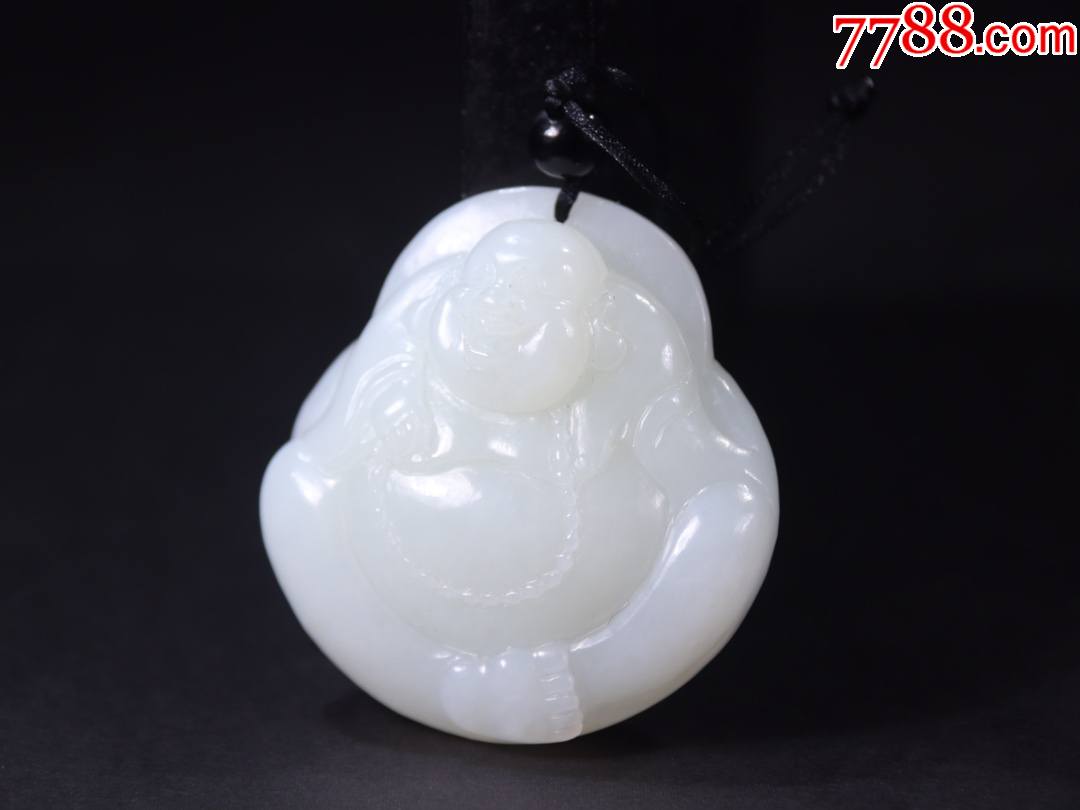 和田玉籽料原石雕弥勒佛玉雕件