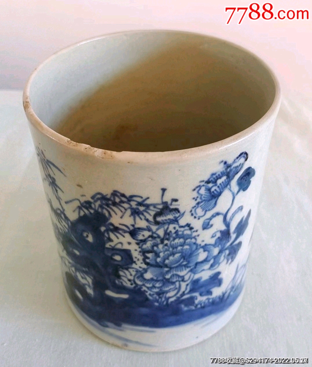 清康熙青花洞石花卉笔筒_价格8000元_第1张_7788收藏__收藏热线