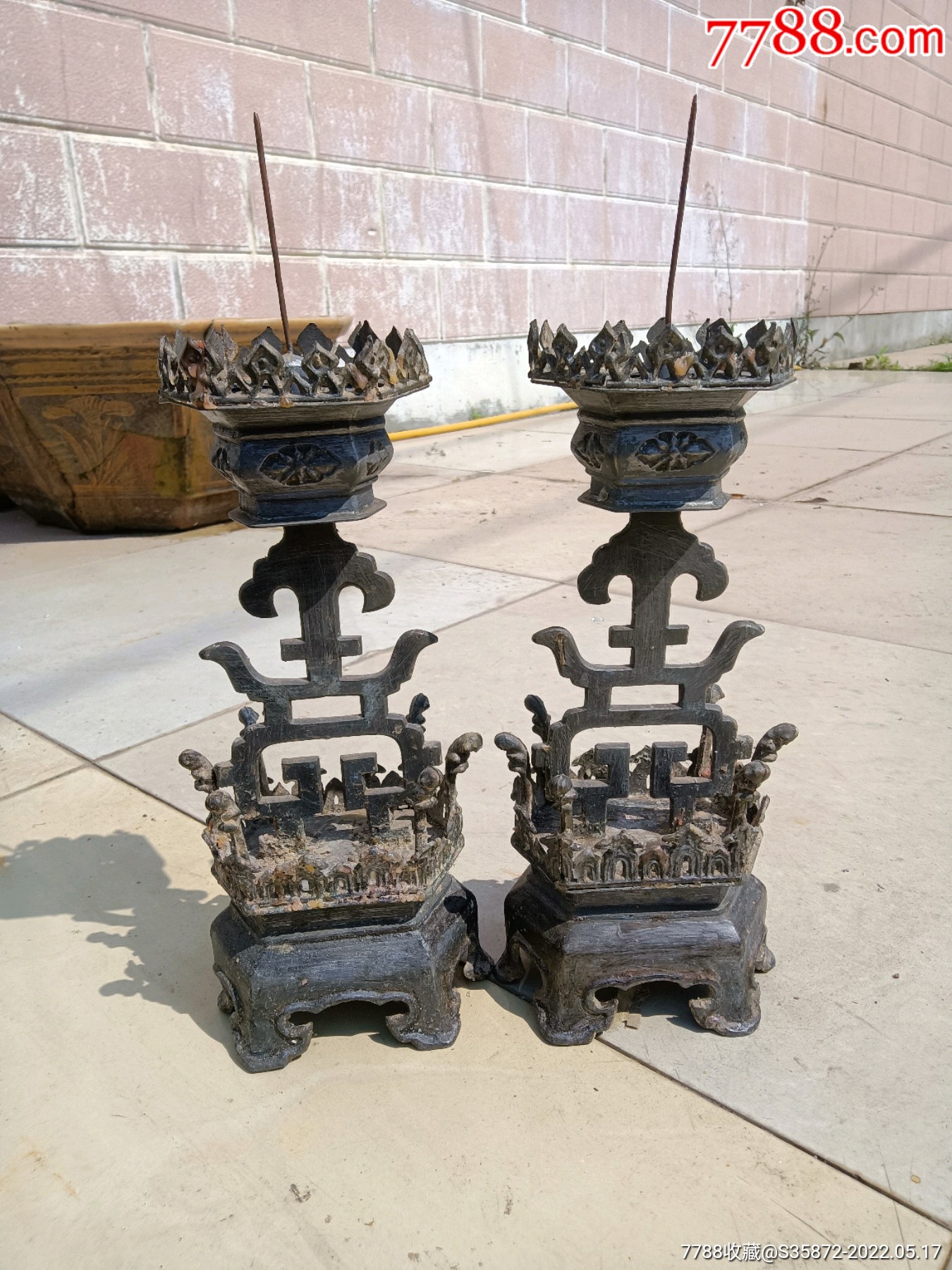 大号锡烛台一对