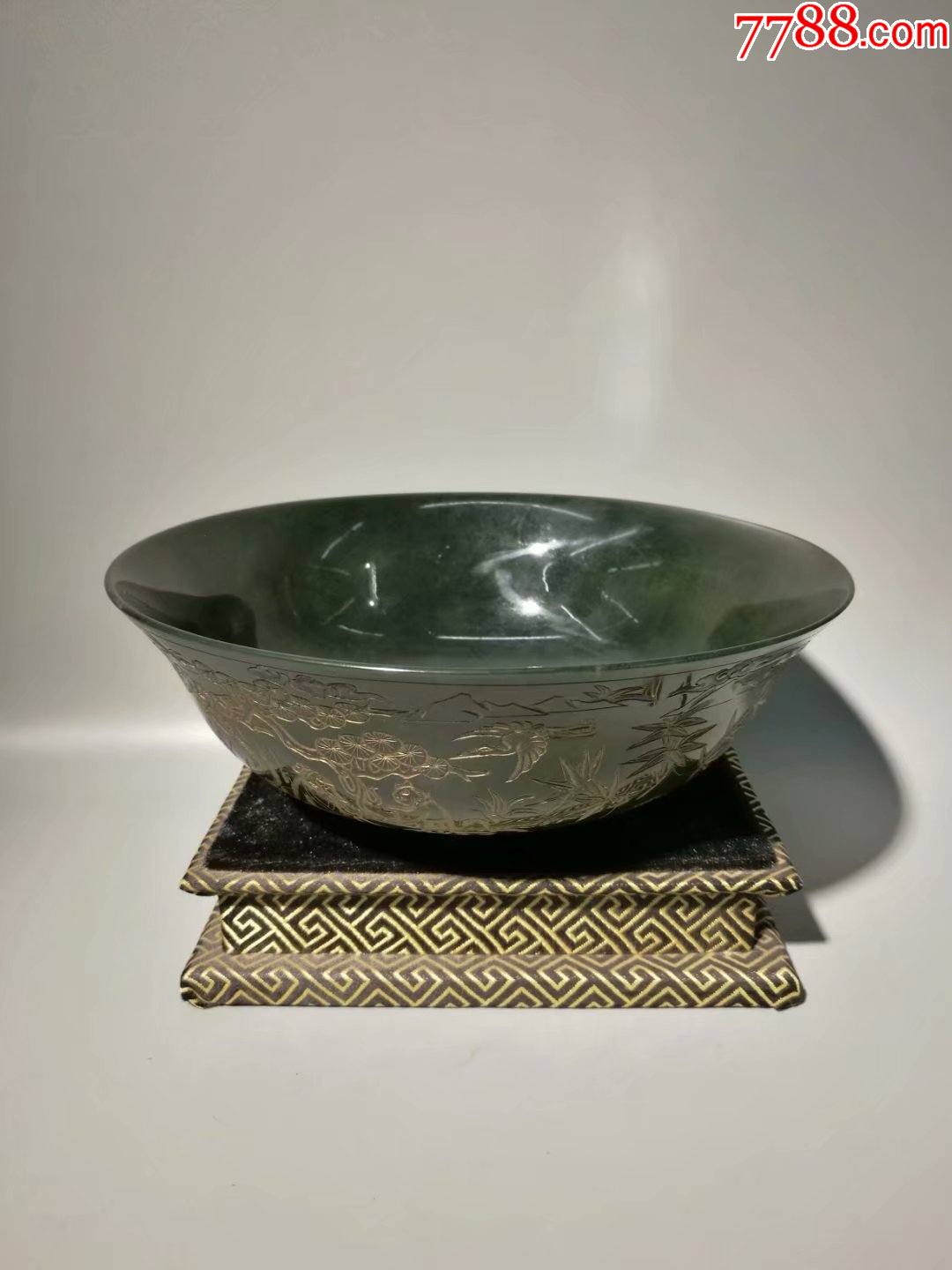 和田碧玉刻字碗a91s75f