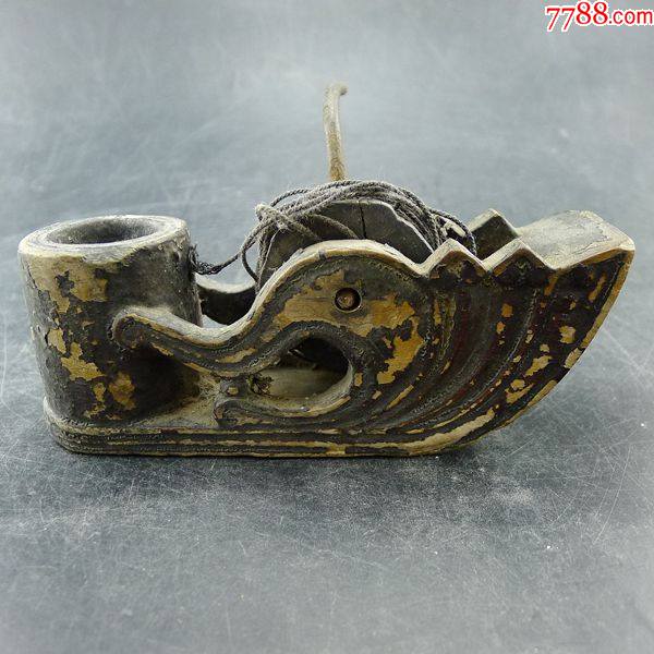 清代老核桃木花卉形墨斗民俗杂项保真保老古董古玩杂项收藏