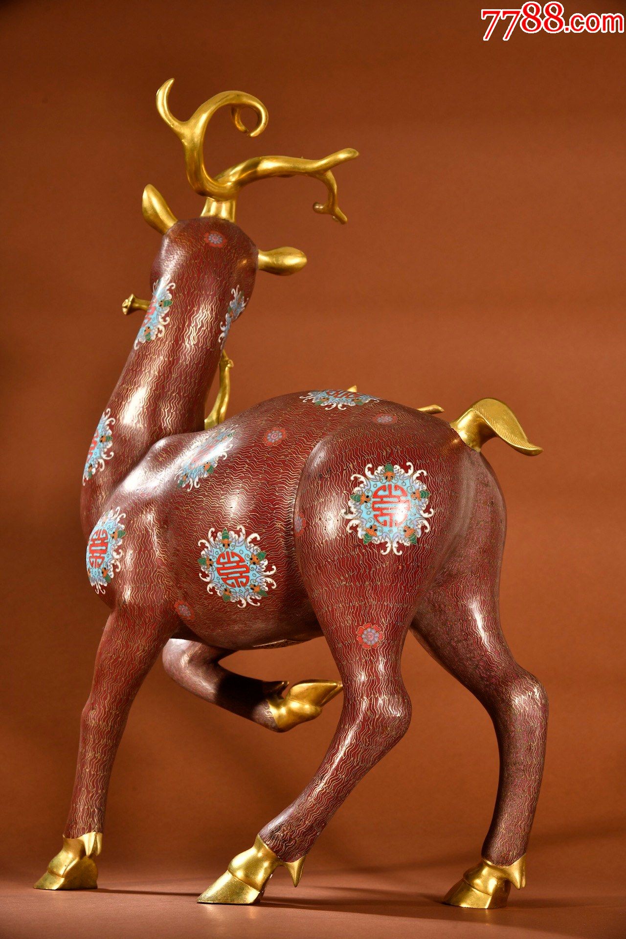 铜鎏金景泰蓝福鹿摆件