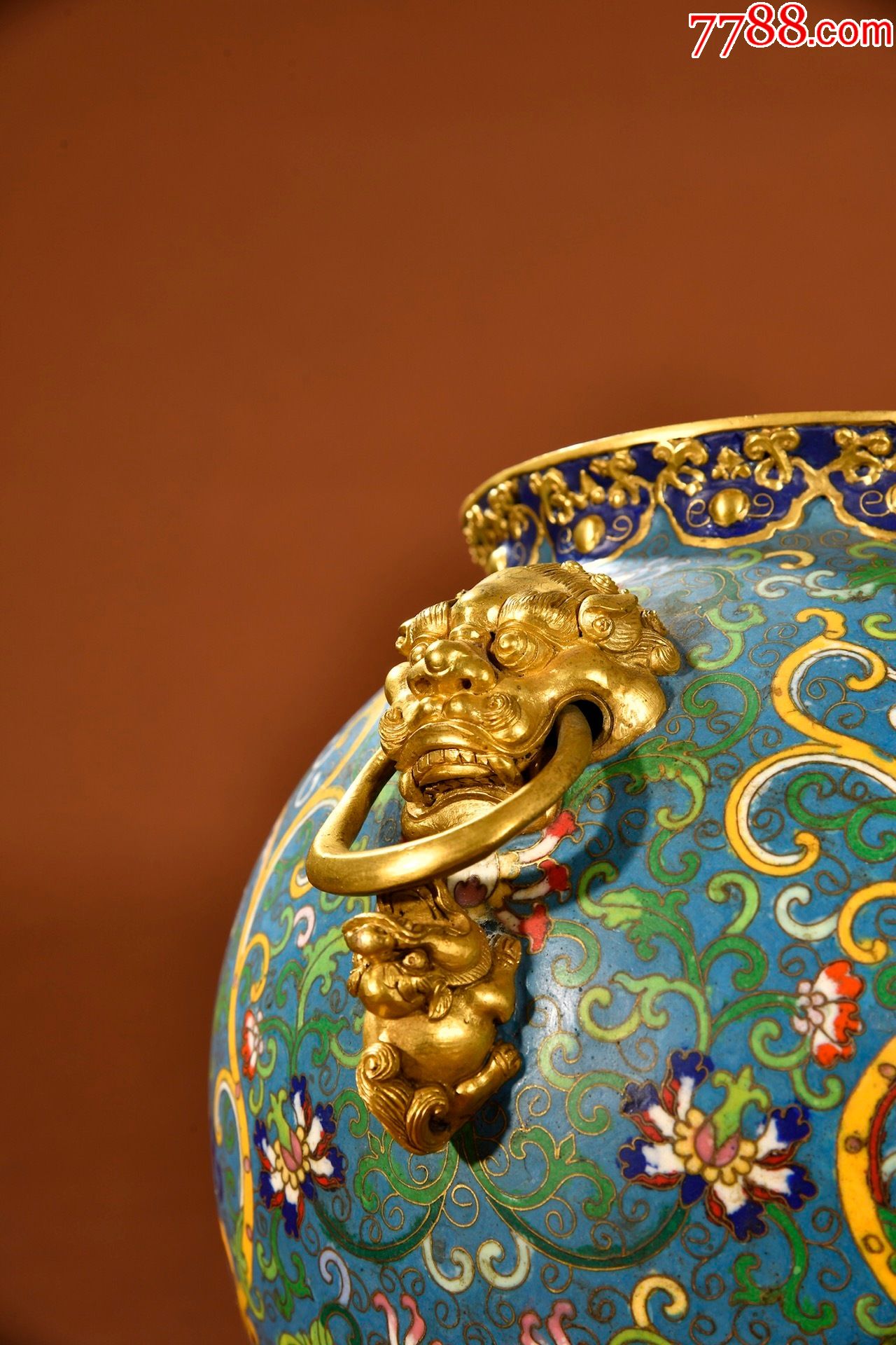 铜胎鎏金掐丝珐琅兽耳活环罐_景泰蓝/珐琅_第3张_7788画册网