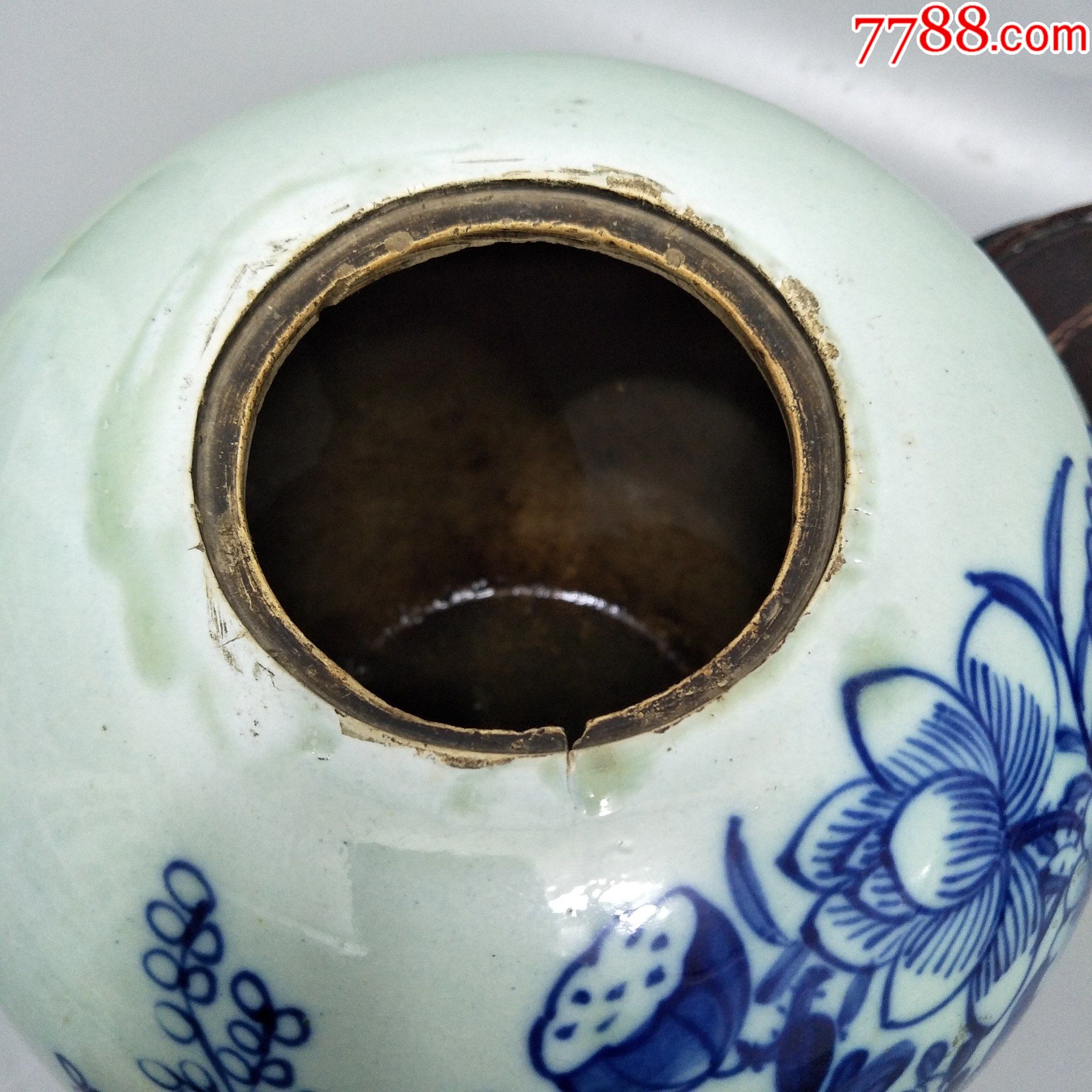 清代北方青花提篮花冬瓜罐子一只画工一流包老包邮很难得