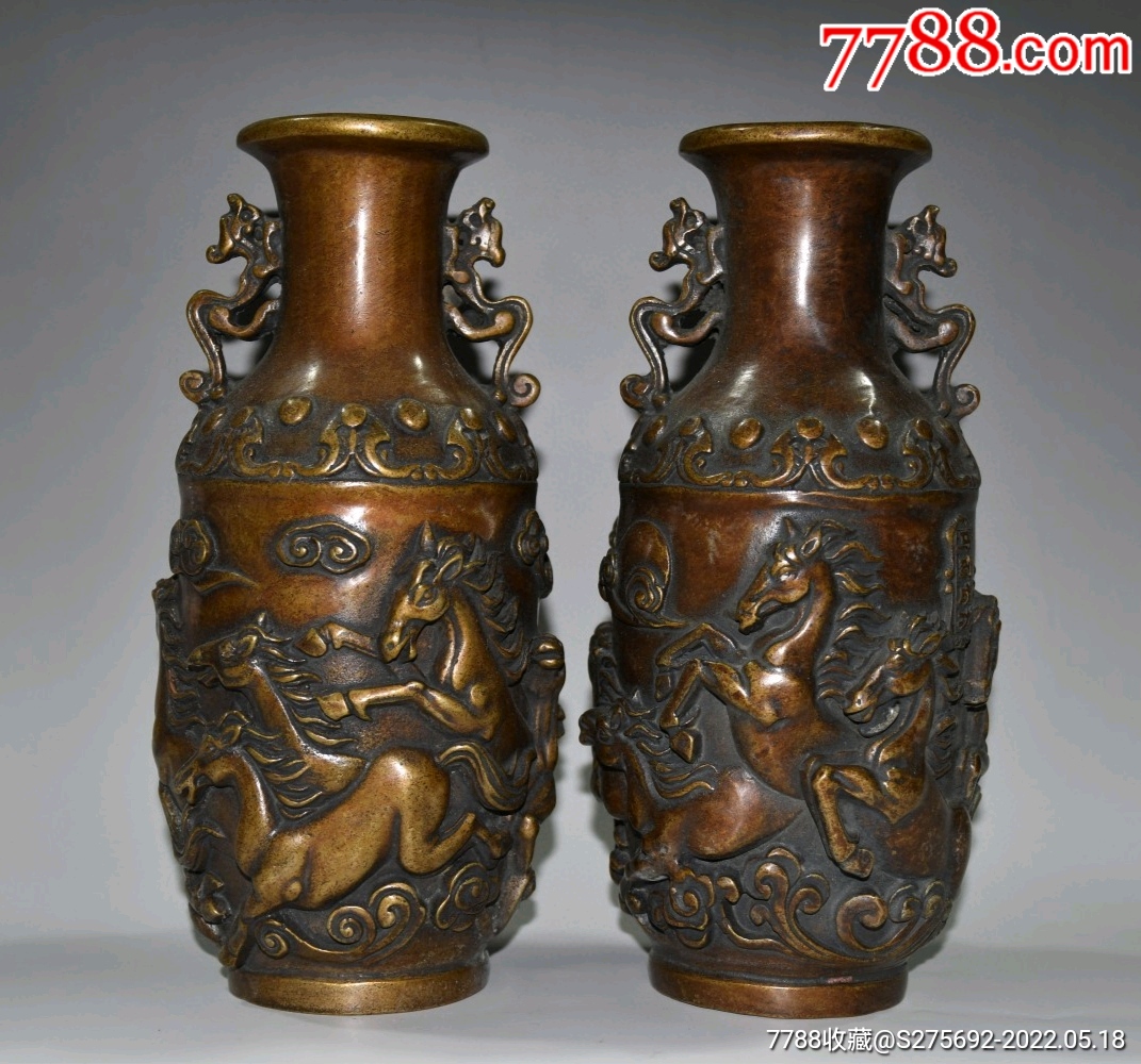 纯铜八骏马对花瓶摆件_价格680元_第1张_7788商城__七七八八商品交易