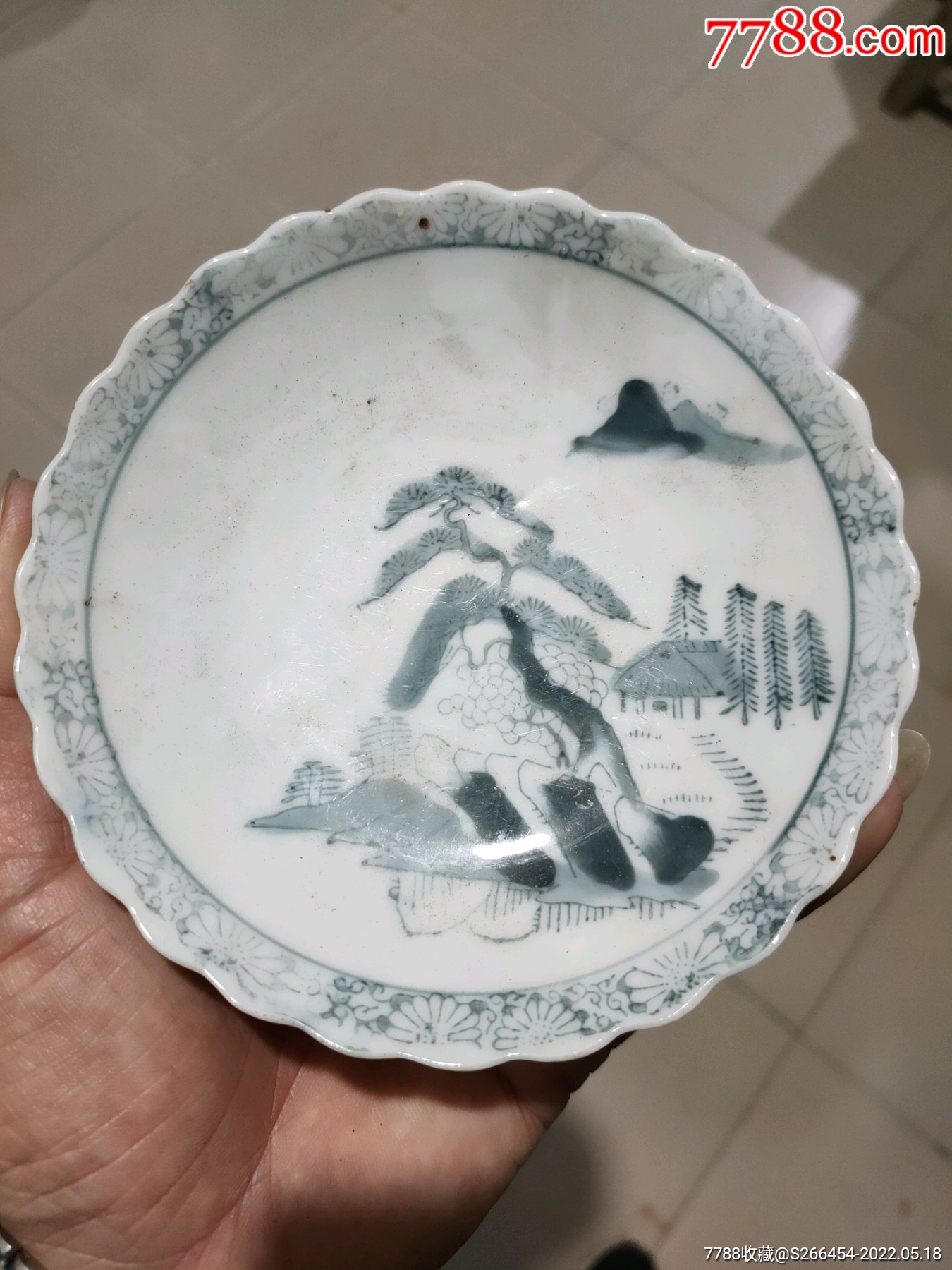 民国时期山水瓷盘看盘