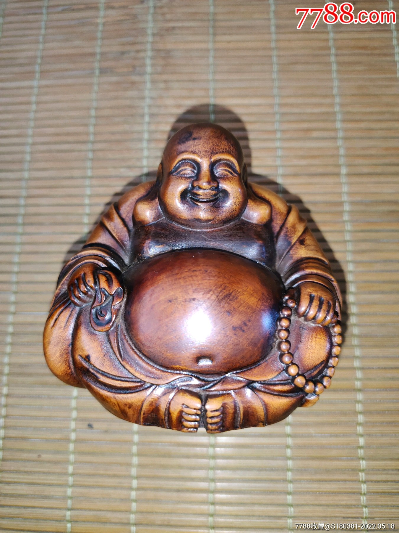 老料小叶黄杨木雕笑口常开布袋佛实木摆件雕件