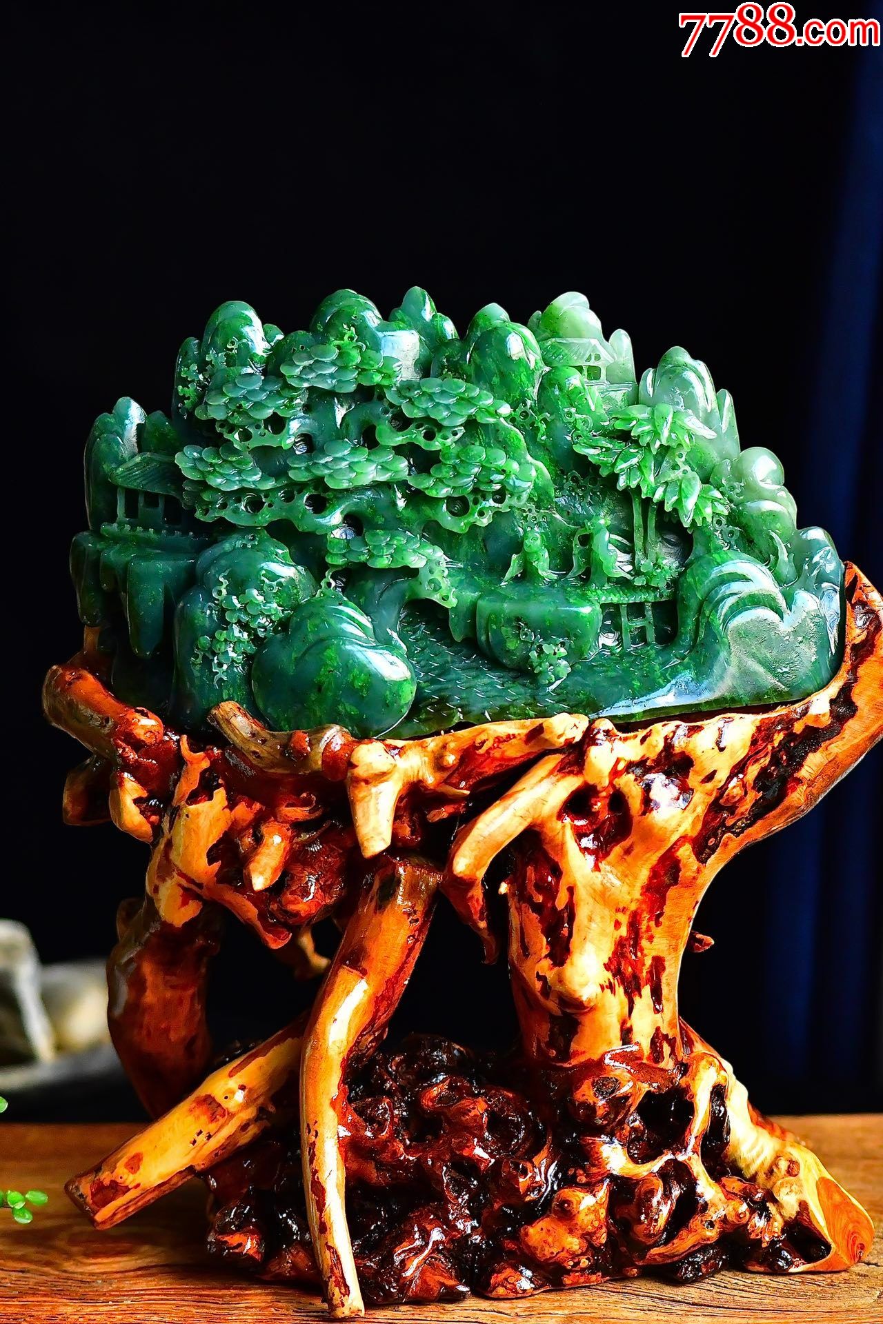 富贵山居摆件和田玉碧玉摆件aa91s49f