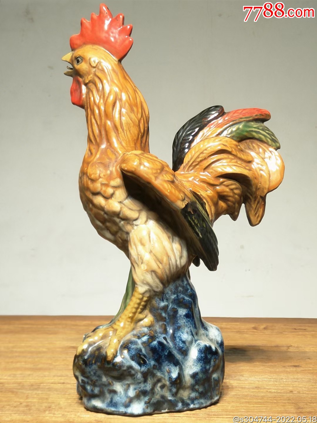 民国时期紫砂挂釉金鸡报晓金鸡摆件色彩鲜艳形态逼真寓意美好摆设佳品