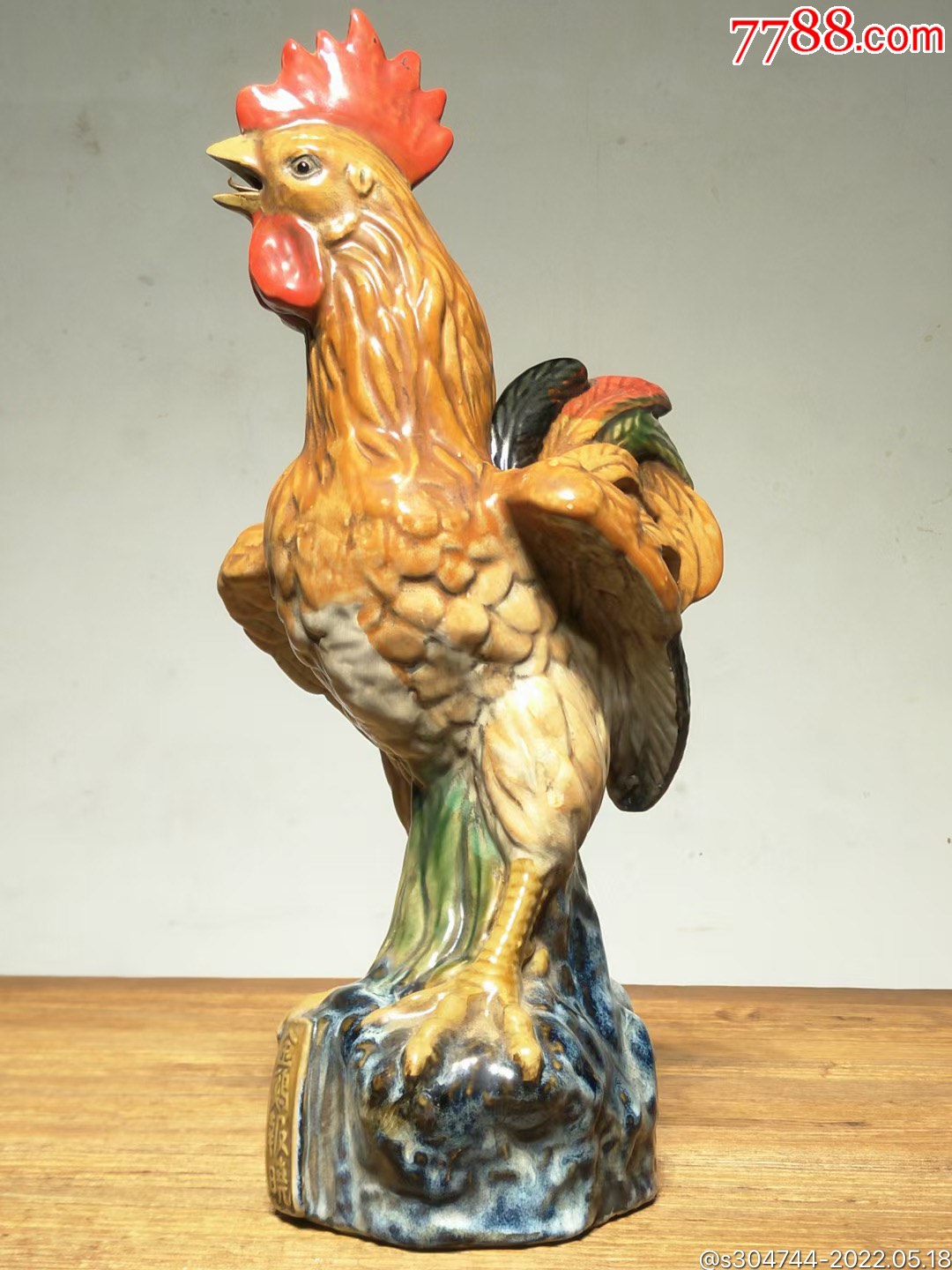 民国时期紫砂挂釉金鸡报晓金鸡摆件色彩鲜艳形态逼真寓意美好摆设佳品