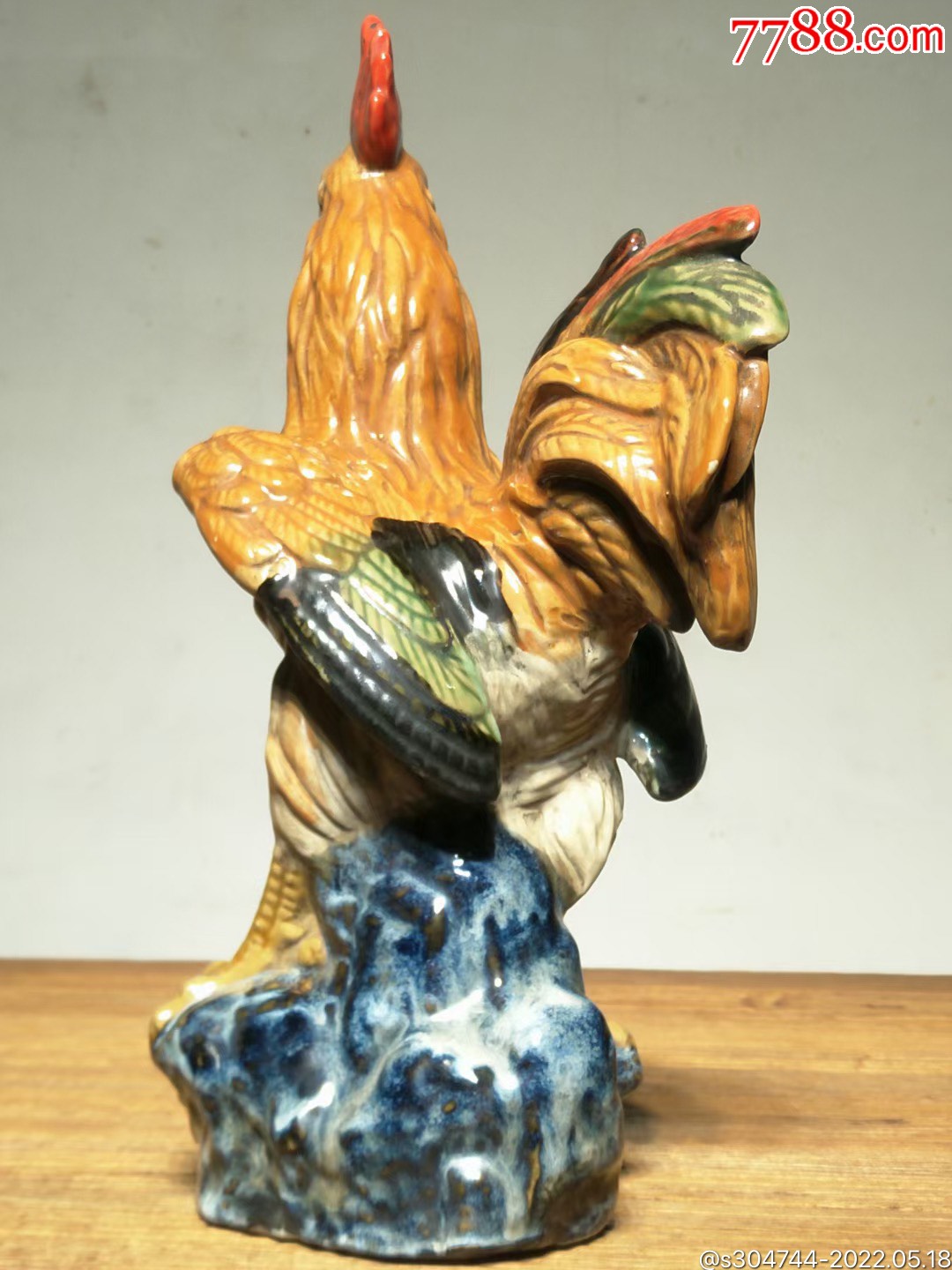 民国时期紫砂挂釉金鸡报晓金鸡摆件色彩鲜艳形态逼真寓意美好摆设佳品