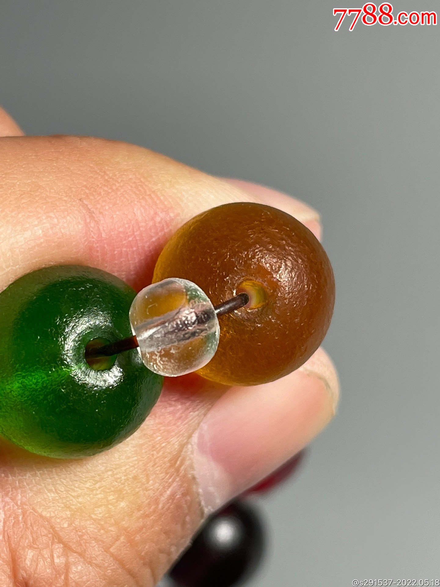 清代官造拒马河琉璃珠手串