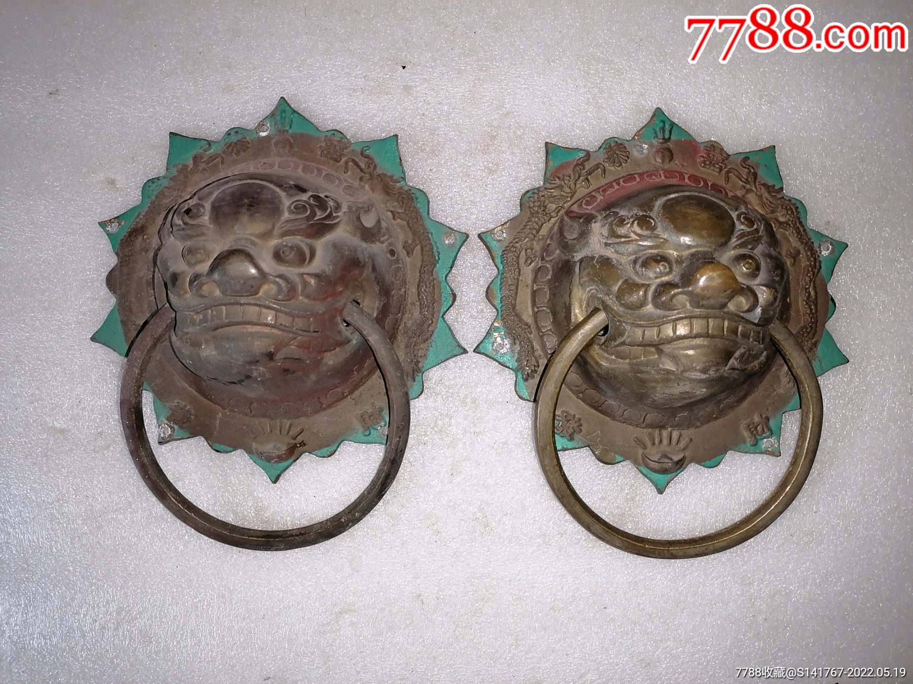 狮首铜门环一付-价格:368元-se87176760-铜杂件-零售-7788钱币网