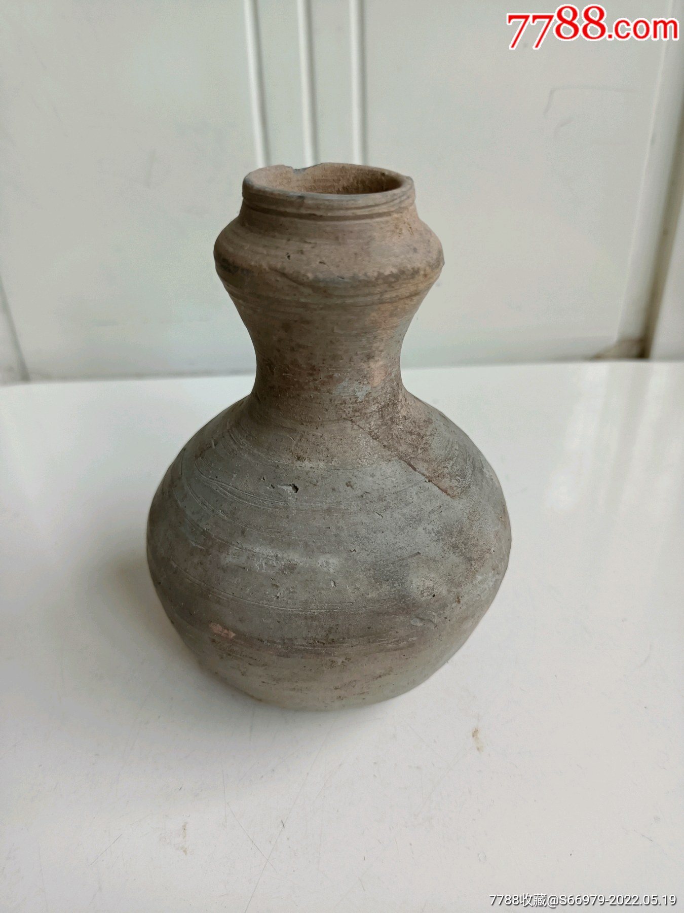 汉代灰陶蒜头瓶高古陶系列