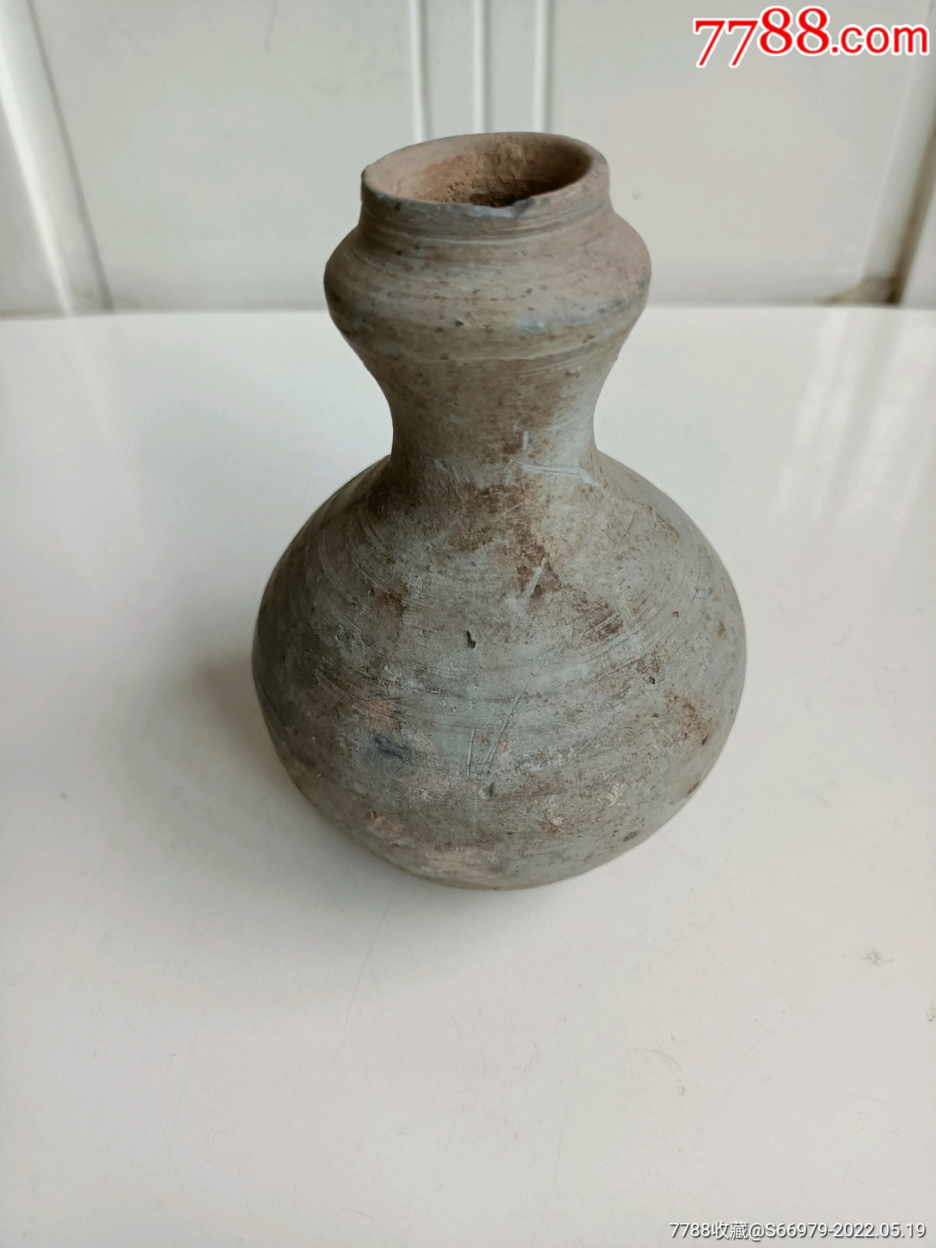 汉代灰陶蒜头瓶高古陶系列