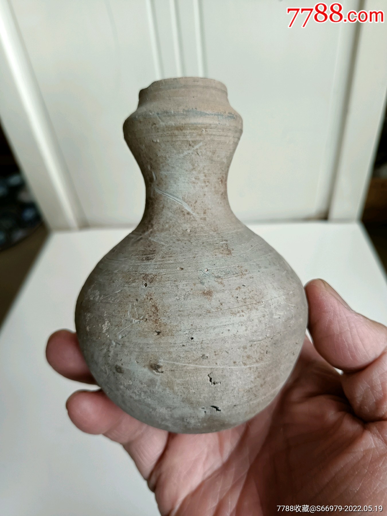 汉代灰陶蒜头瓶高古陶系列