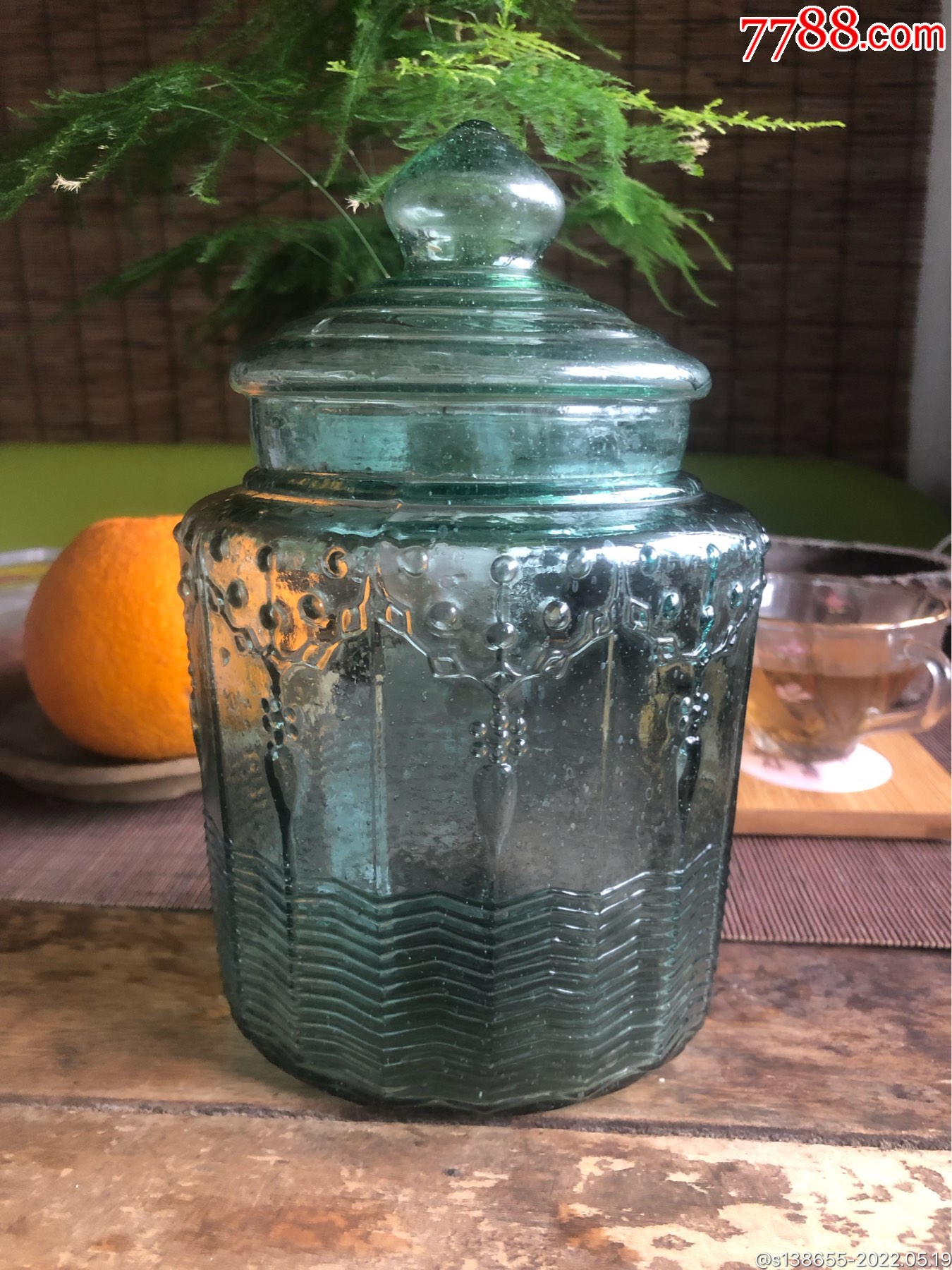 民国时期,建国初期老玻璃花瓶,古典装饰图案少见-玻璃器皿-7788宣纸