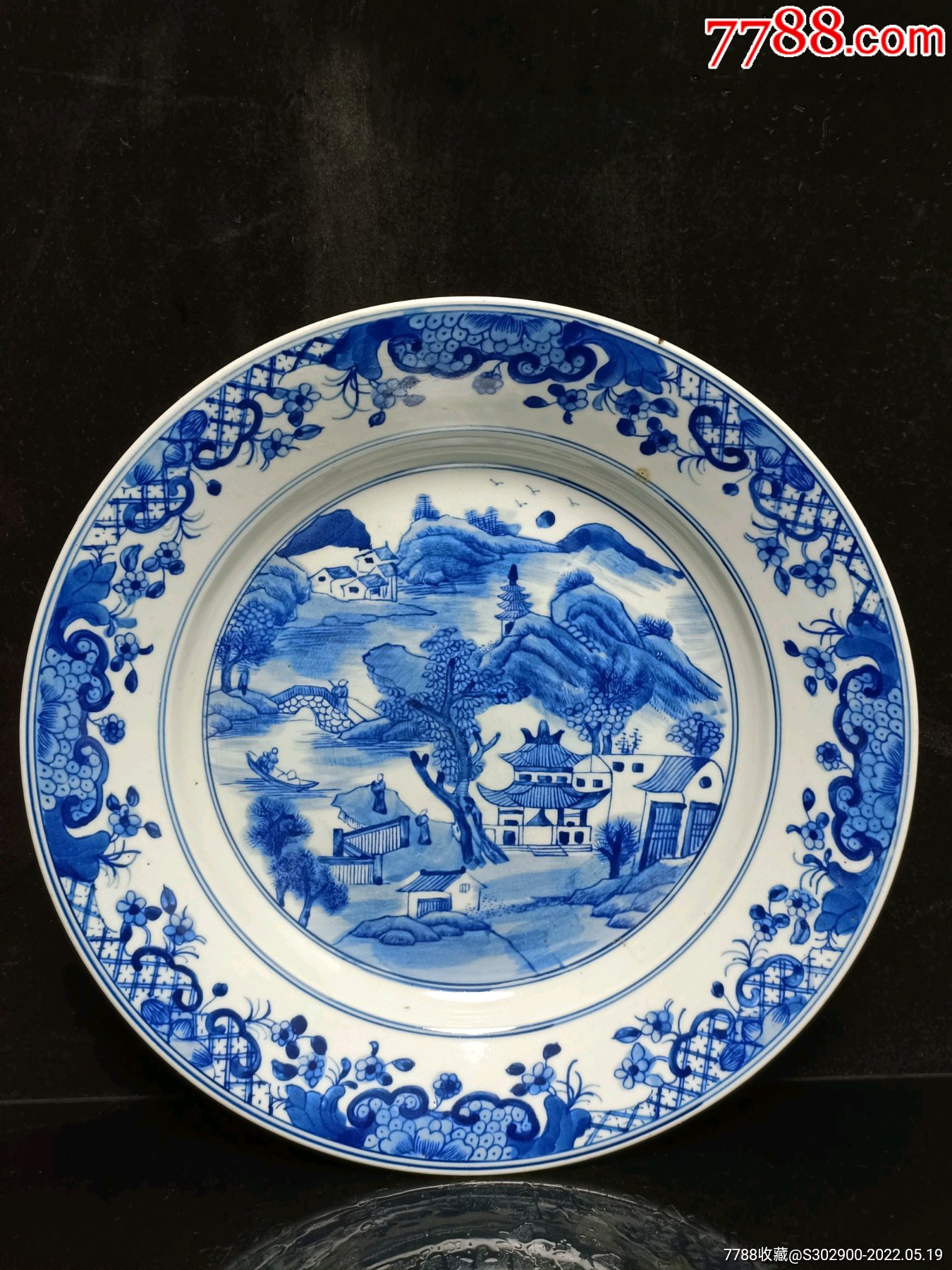 青花山水盘,-价格:900元-se87186095-青花瓷-零售-7788普洱