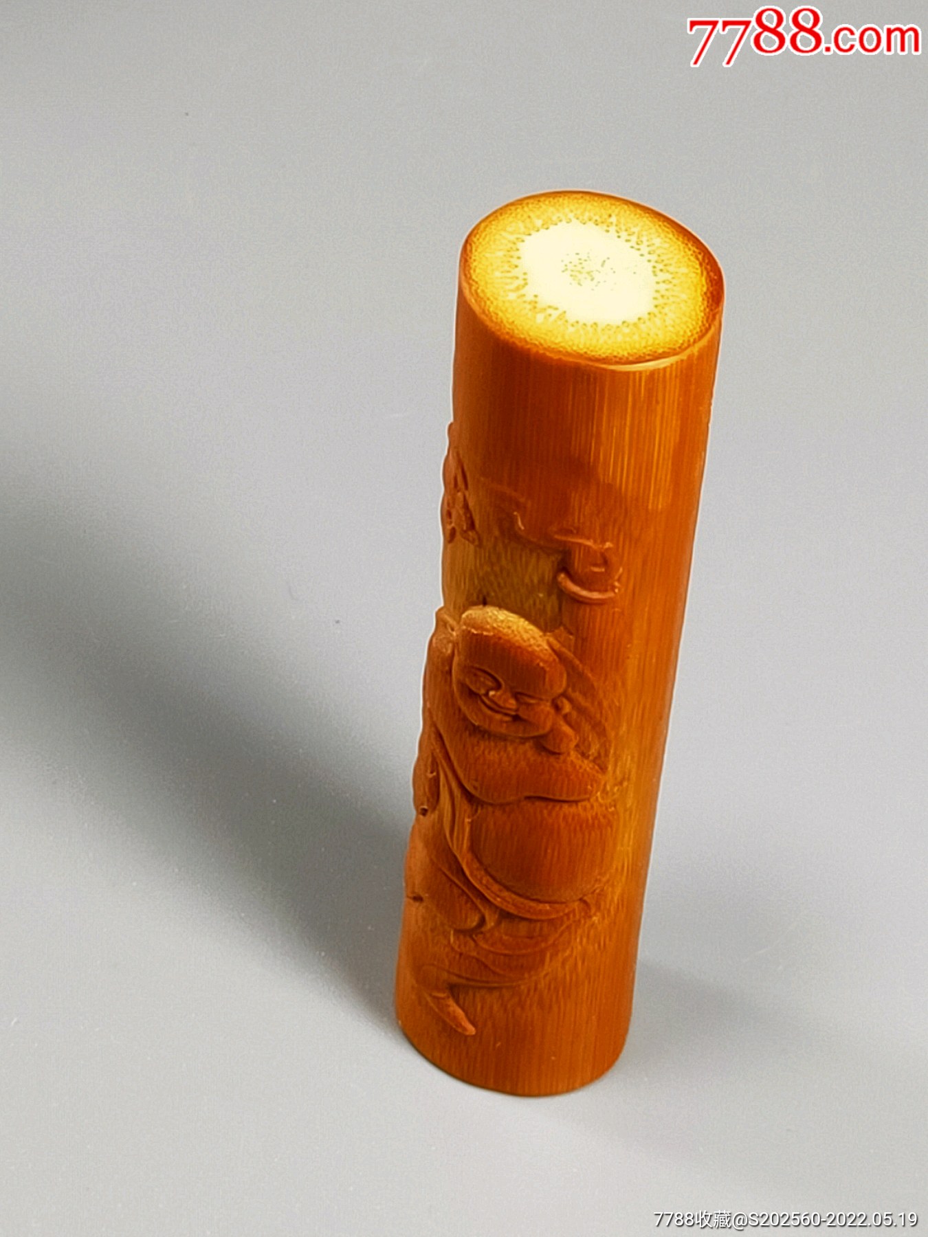 87/20mm产地:浙江实心玉竹雕刻弥勒佛手把件,精工雕刻,漂亮,好工好料