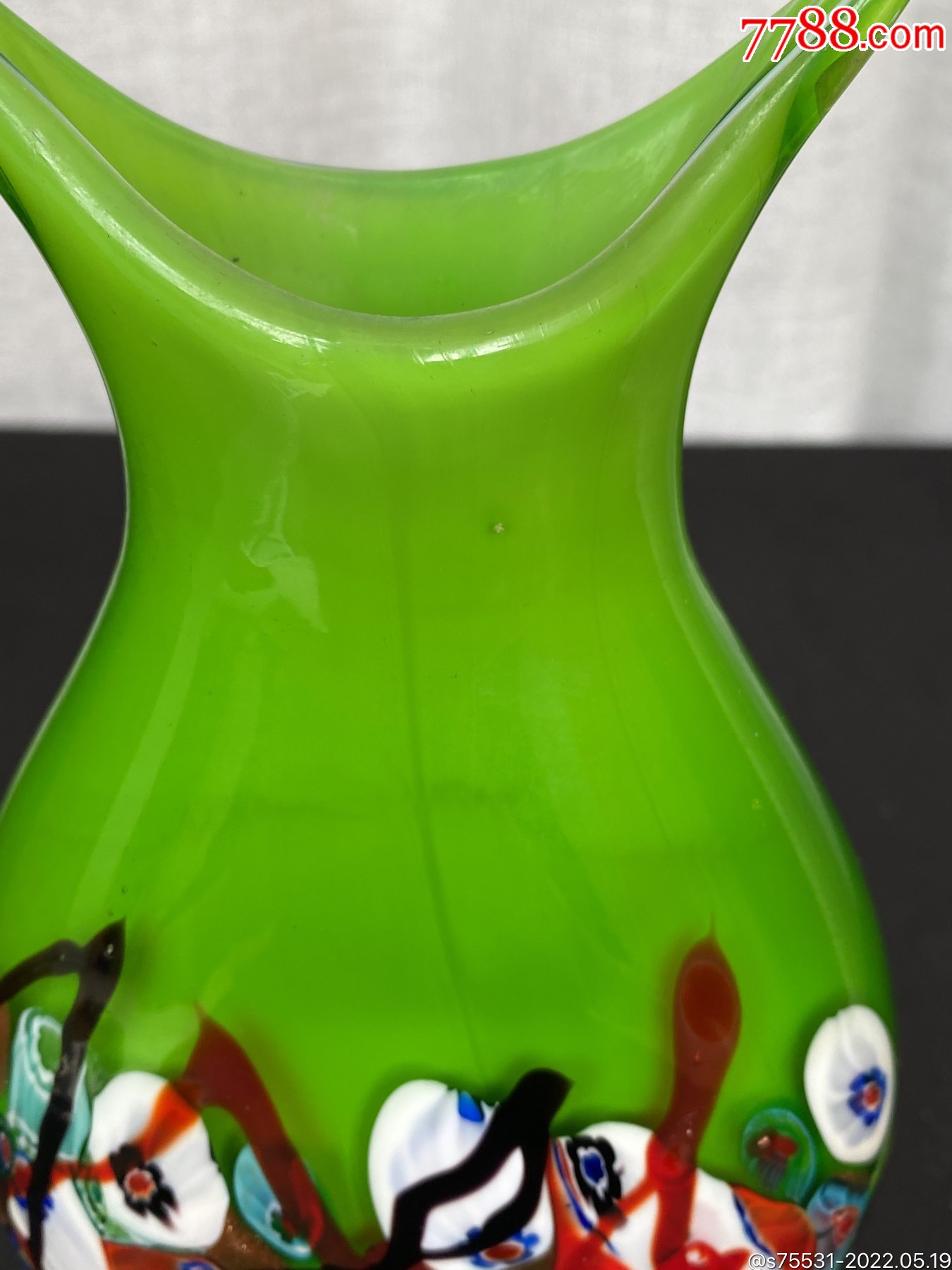 博山琉璃老工艺手工老琉璃花插花瓶扁瓶摆件