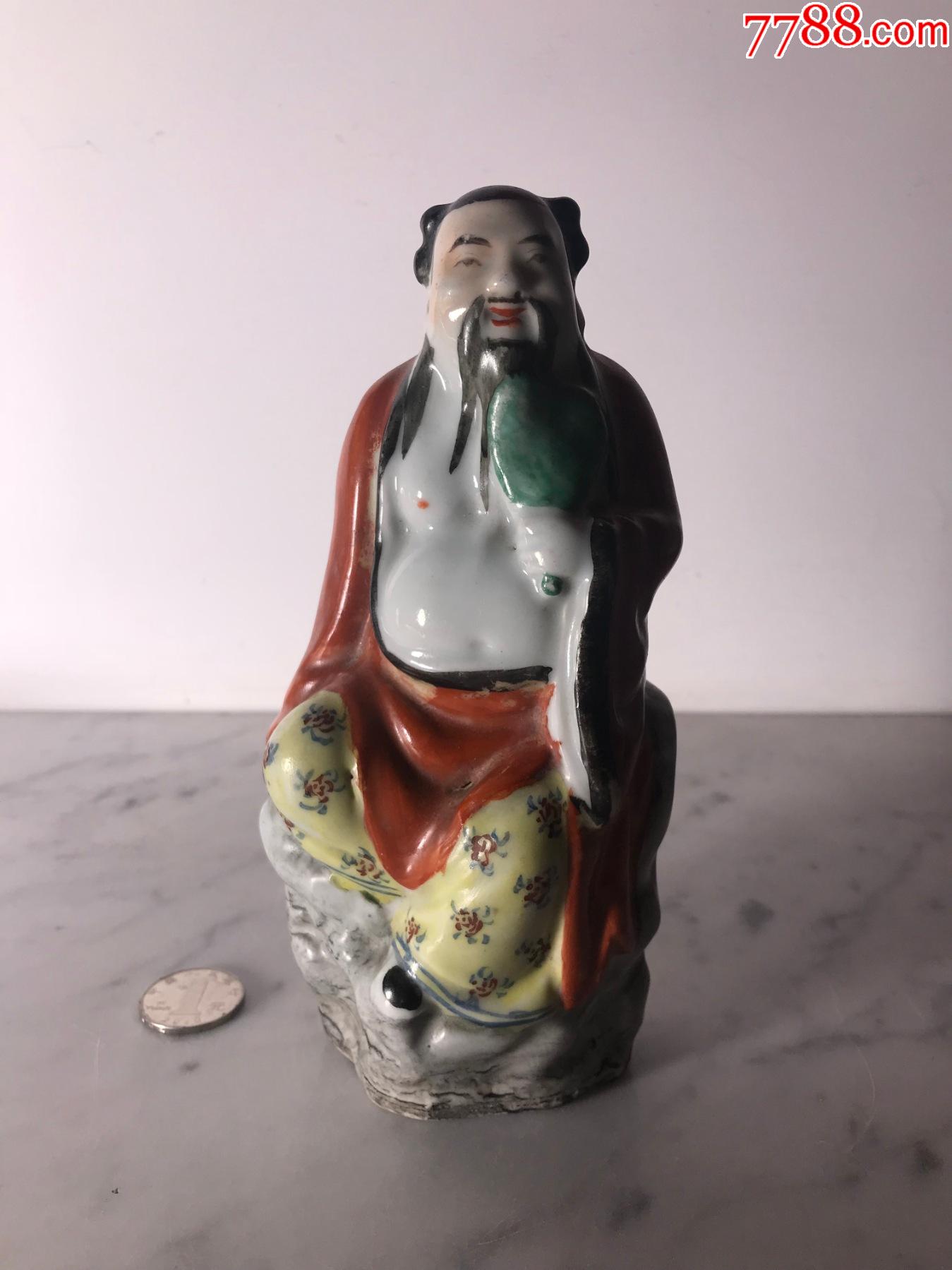 清末民国粉彩汉钟离瓷像摆件