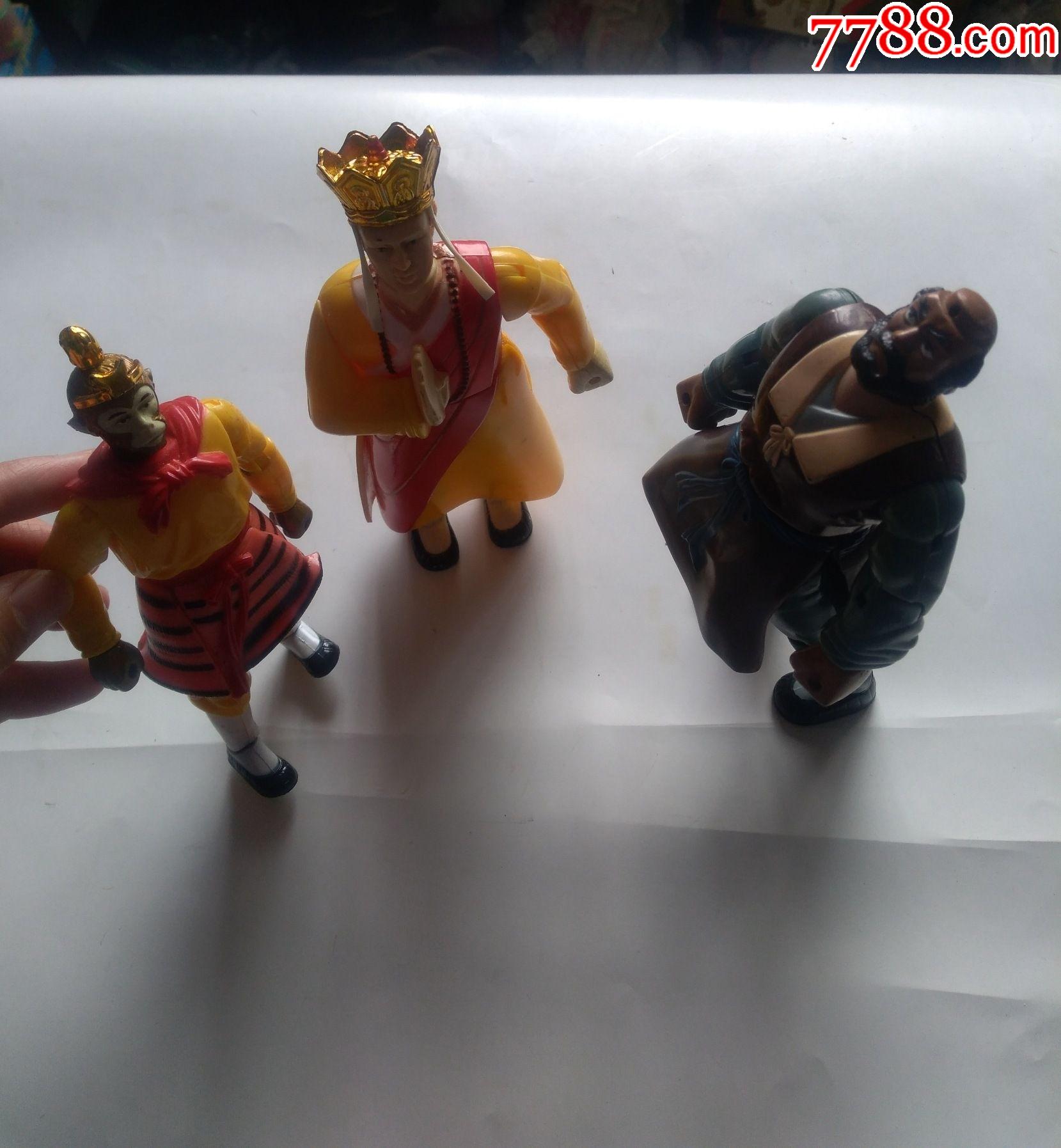 老玩具西游记唐僧孙悟空沙僧关节可以动手动外观无损稀少合售