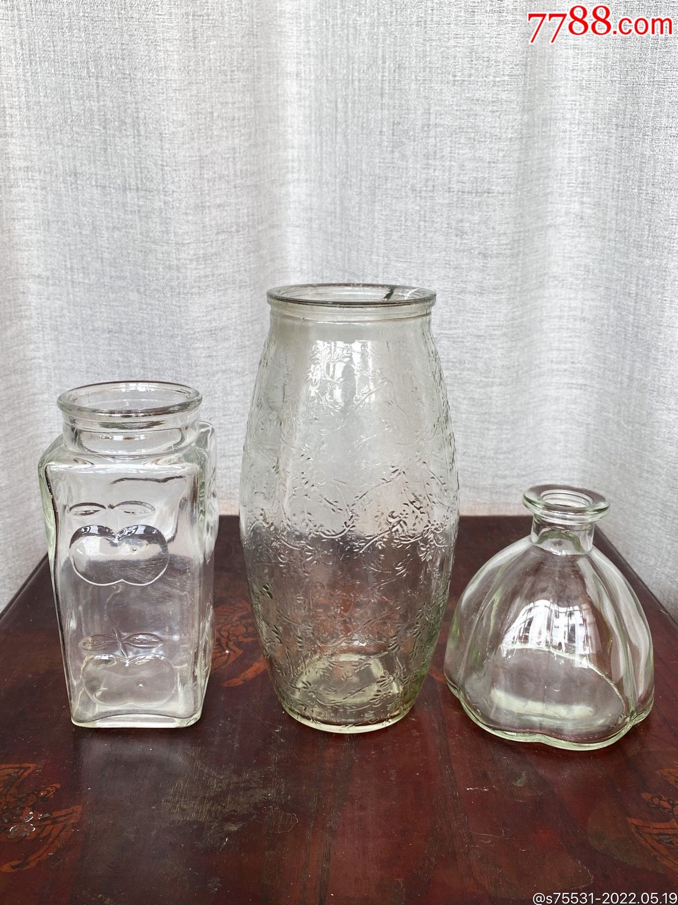 90年代老琉璃瓶复古花插花瓶3个