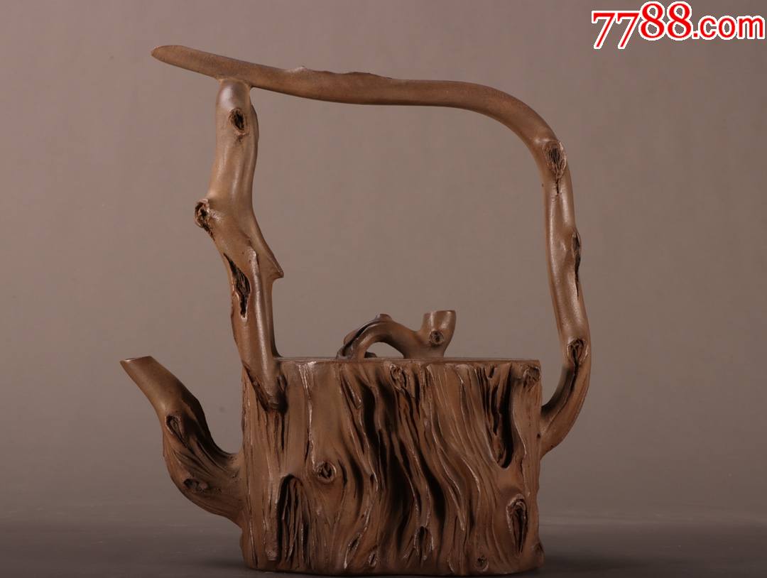 陈鸣远松桩三叉提梁紫砂壶