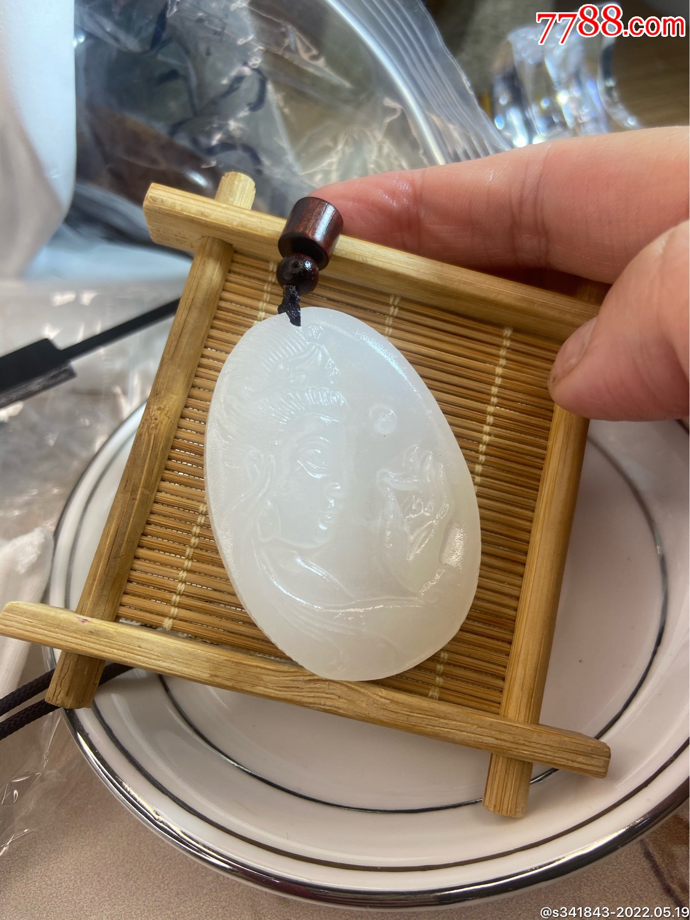 阿富汗玉侧脸观音带证书非常有意境安逸的一款满2块包邮尺寸3753