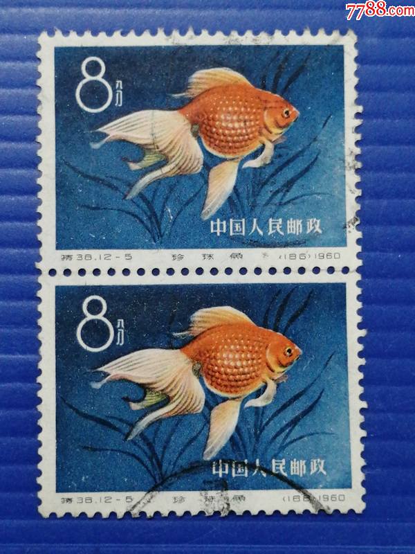 特38金鱼125双连邮票信销票上品中国老纪特邮票收藏实物拍摄