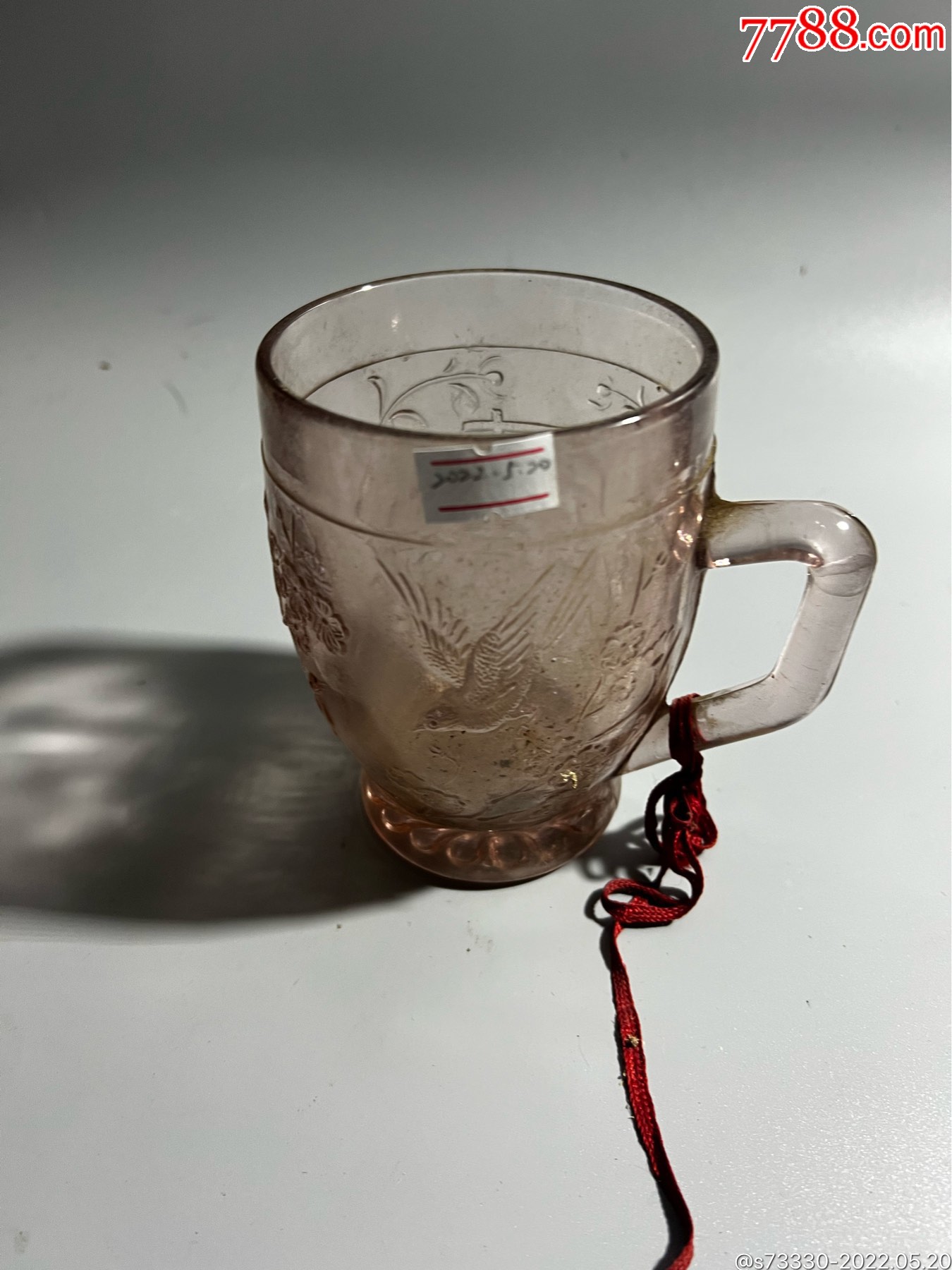 70年代左右喜鹊登梅老玻璃杯一只