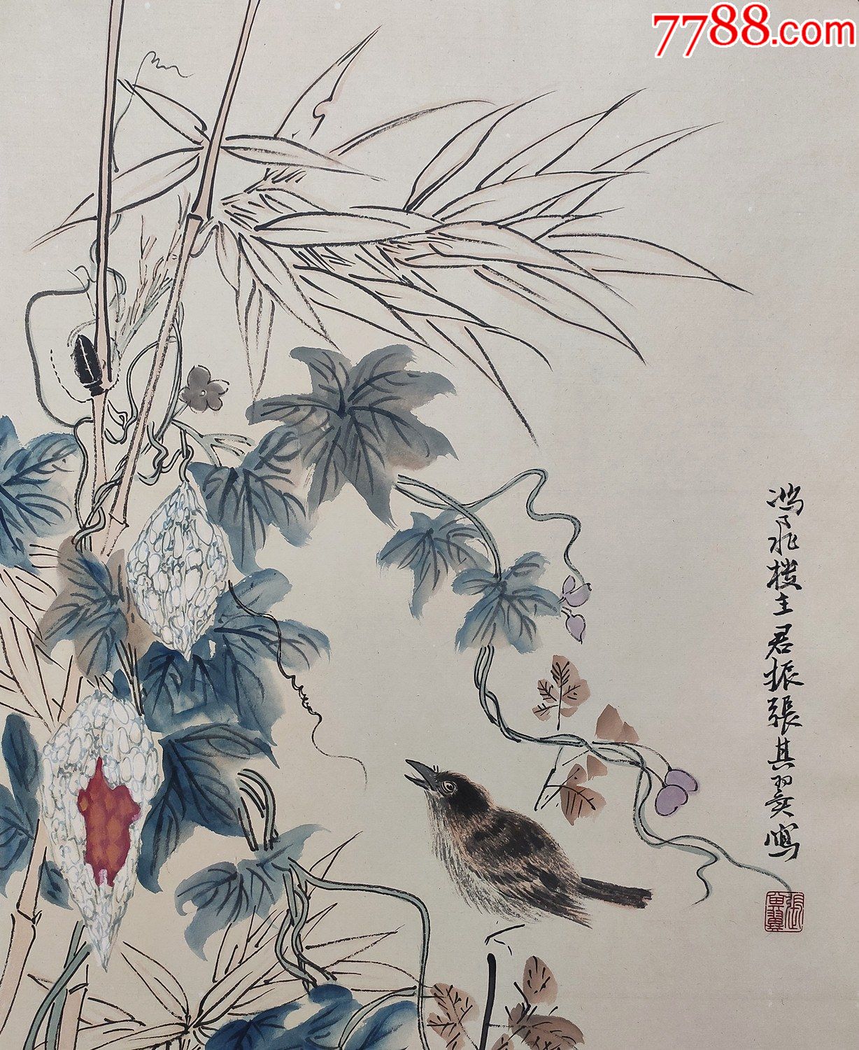 我国20世纪杰出的花鸟画家之一【张其翼】花鸟-价格:970元-se87195831