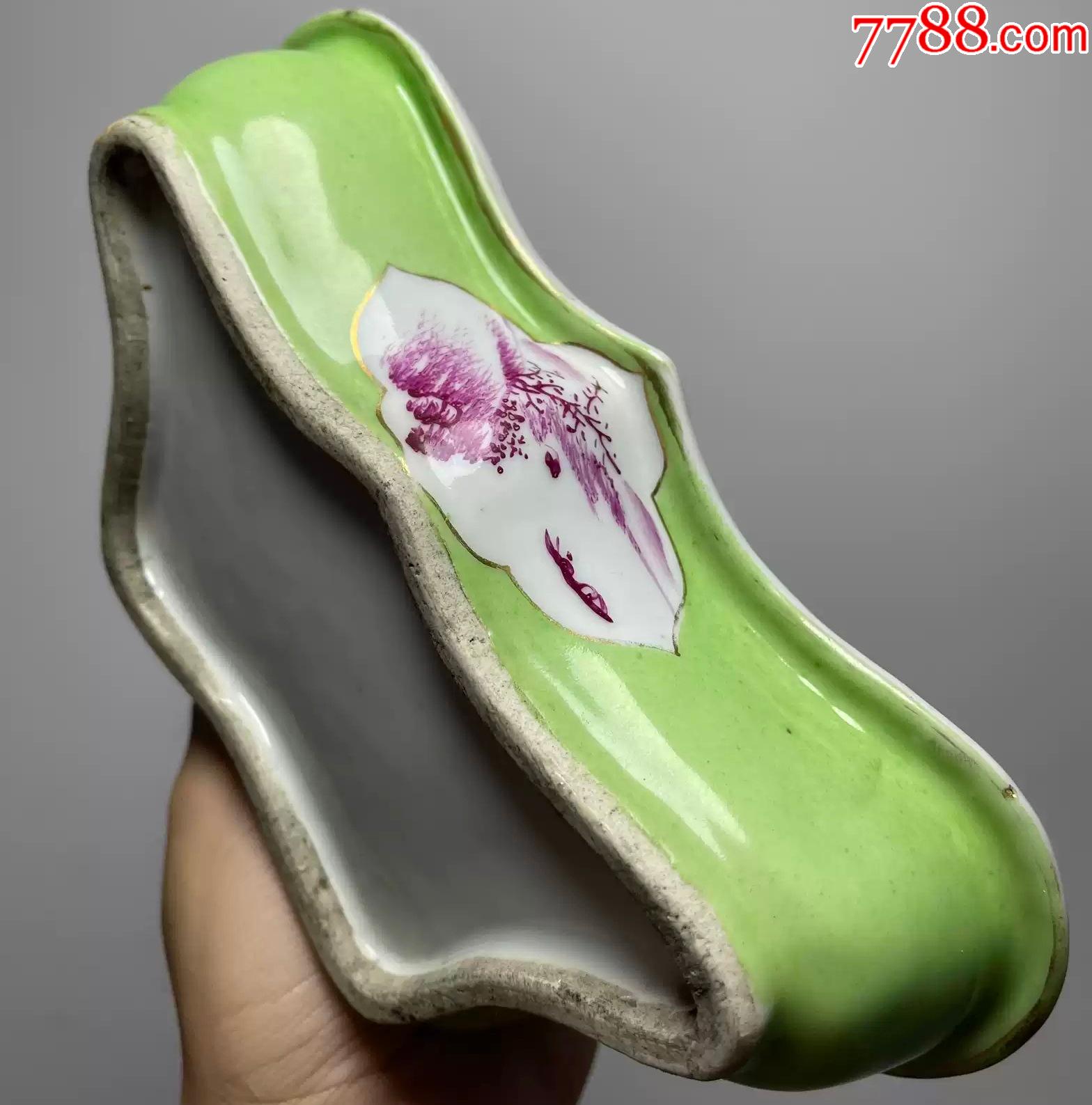 绿地胭脂红瓷水仙盆