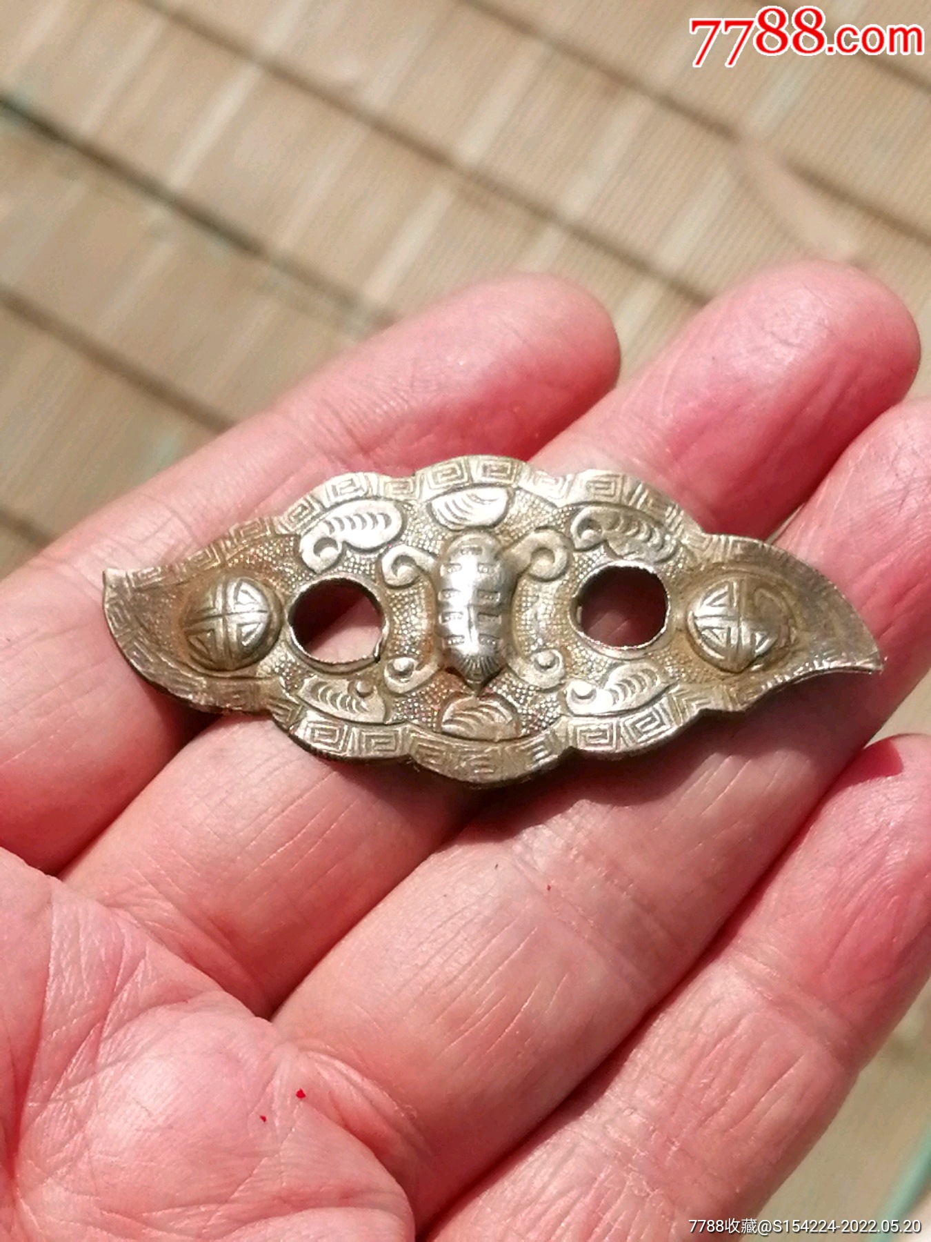 清代白铜满工錾刻龟寿纹马鞍花-价格:1元-au34762728-铜杂件 -加价-7788收藏__收藏热线